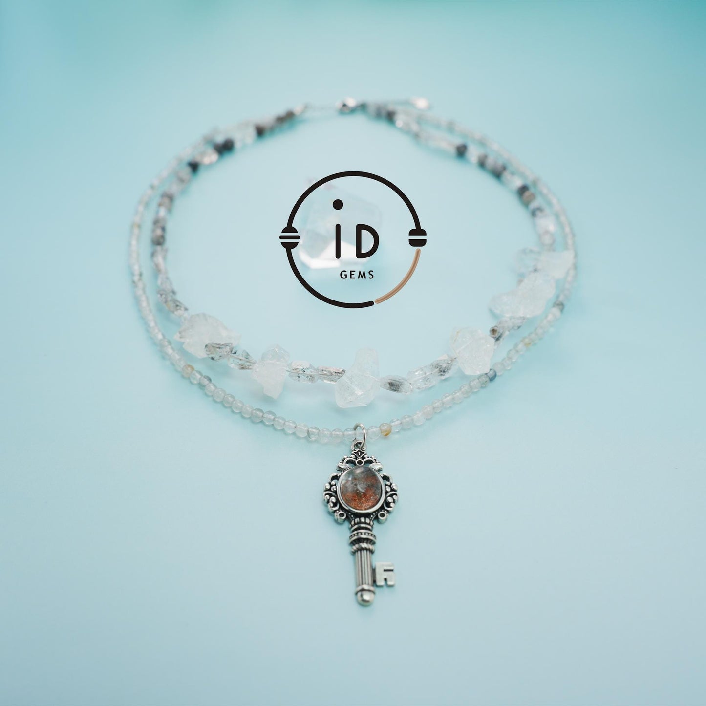 Double Layer Handmade Necklace with Phantom Quartz & Raw Crystal Beads|Fluorite Accents|Unique Spiritual Jewelry|Elegant Gift for Women