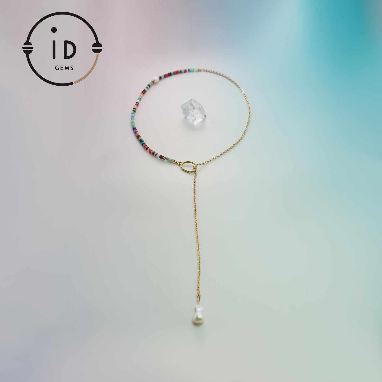 Colorful Mixed Gemstone Y-Necklace|Handmade Beaded Rainbow Jewelry|Fashion Lariat Pendant Necklace|Unique Gift for Women