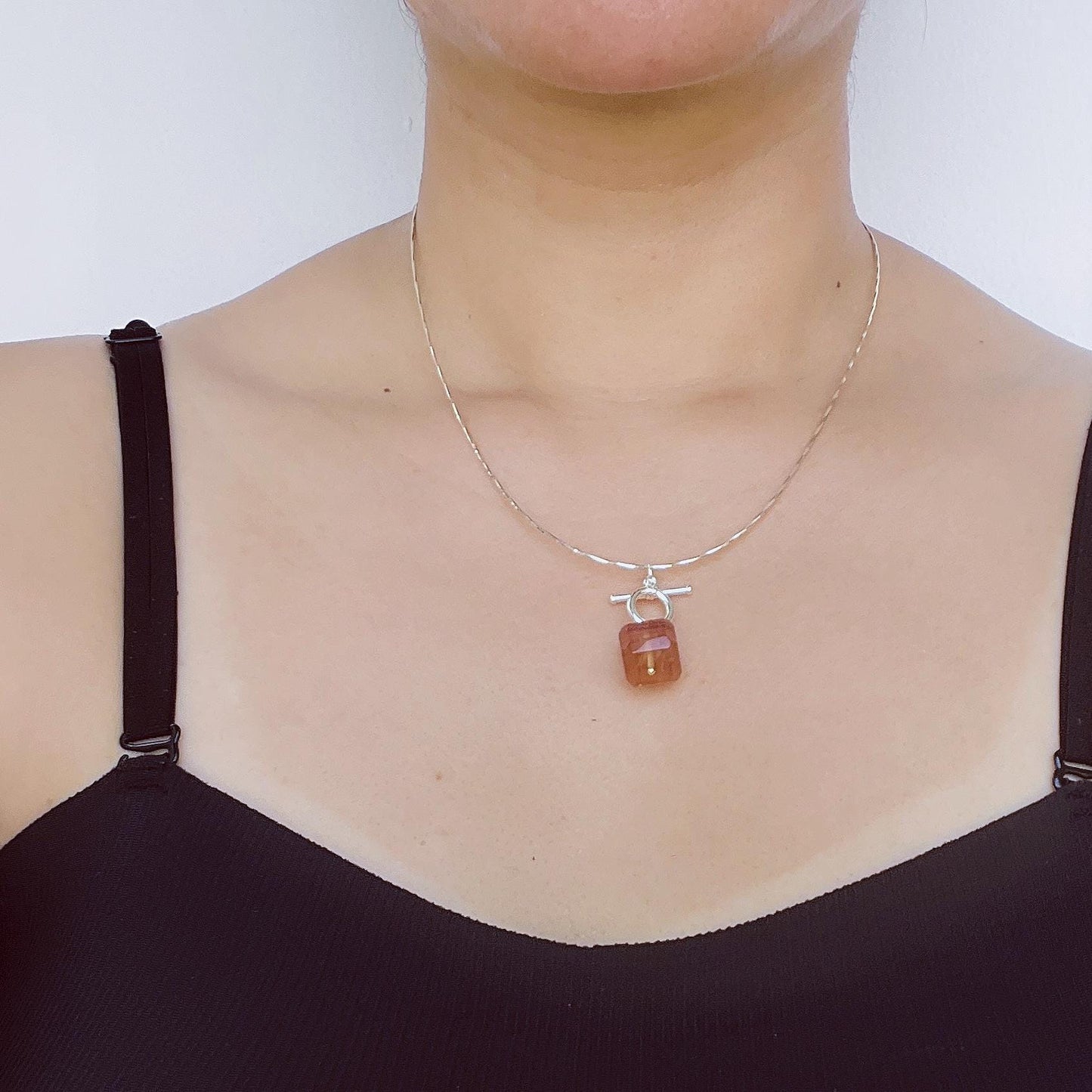 Fluorite Cube Pendant Necklace|Natural Gemstone Jewelry|Minimalist Silver Necklace|Handmade Spiritual Healing Jewelry