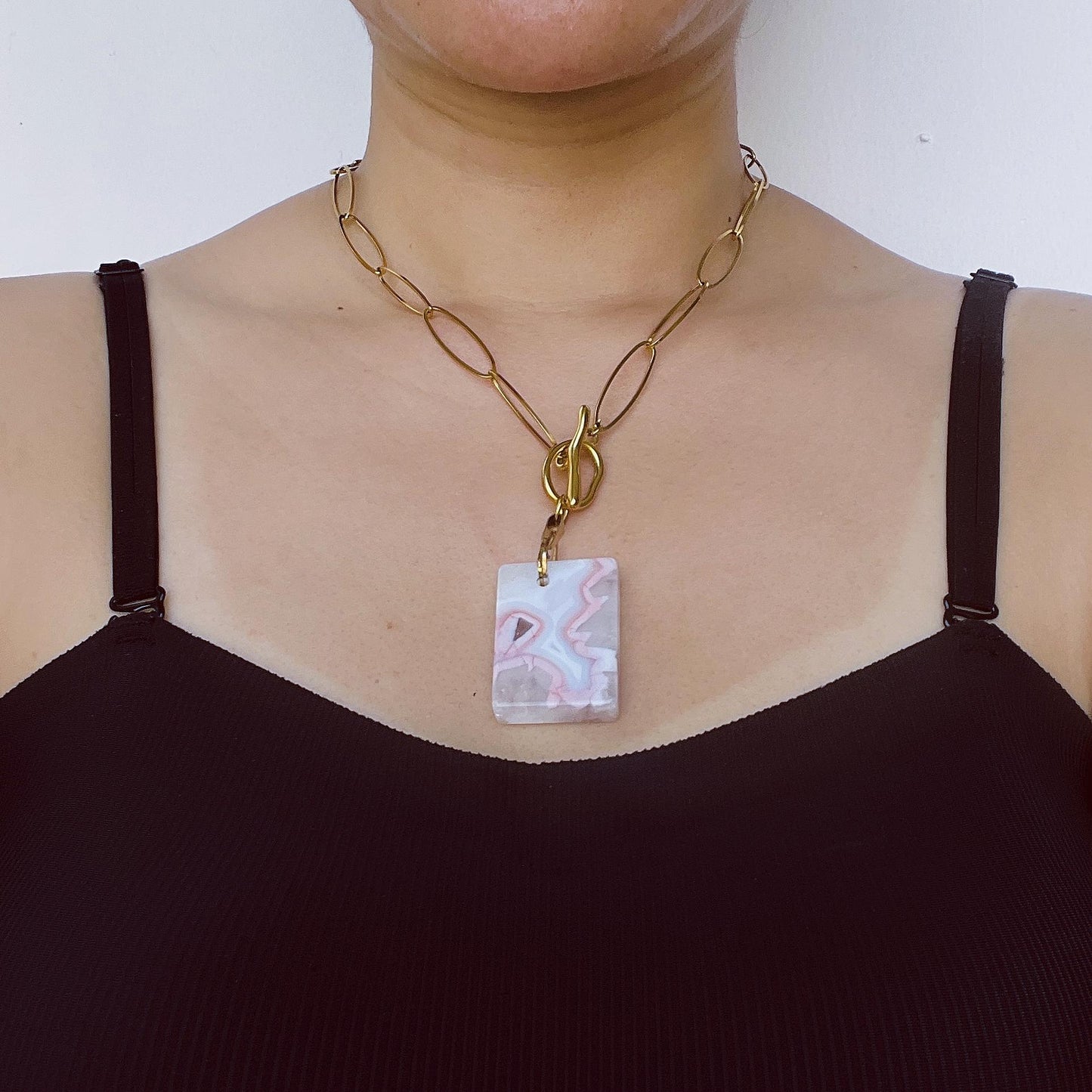 Raw Agate Pendant Necklace|Irregular Natural Stone|Vintage Chain Style|Handmade Spiritual Healing Jewelry|Energy & Protection Gift