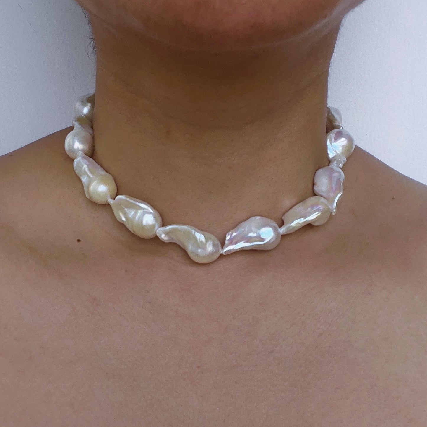 Large Baroque Pearl Necklace|Handmade Irregular Pearl Jewelry|Natural Ocean Style|Unique Gift for Women