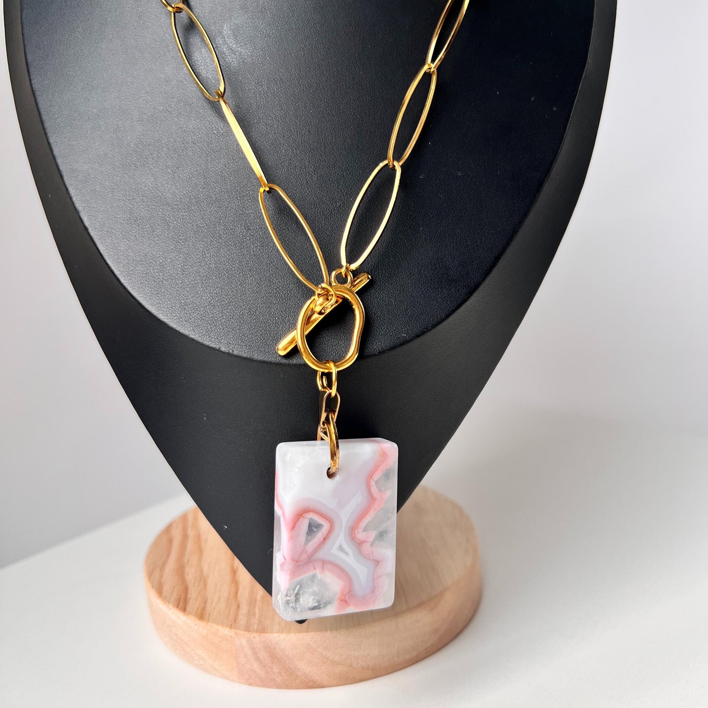 Raw Agate Pendant Necklace|Irregular Natural Stone|Vintage Chain Style|Handmade Spiritual Healing Jewelry|Energy & Protection Gift