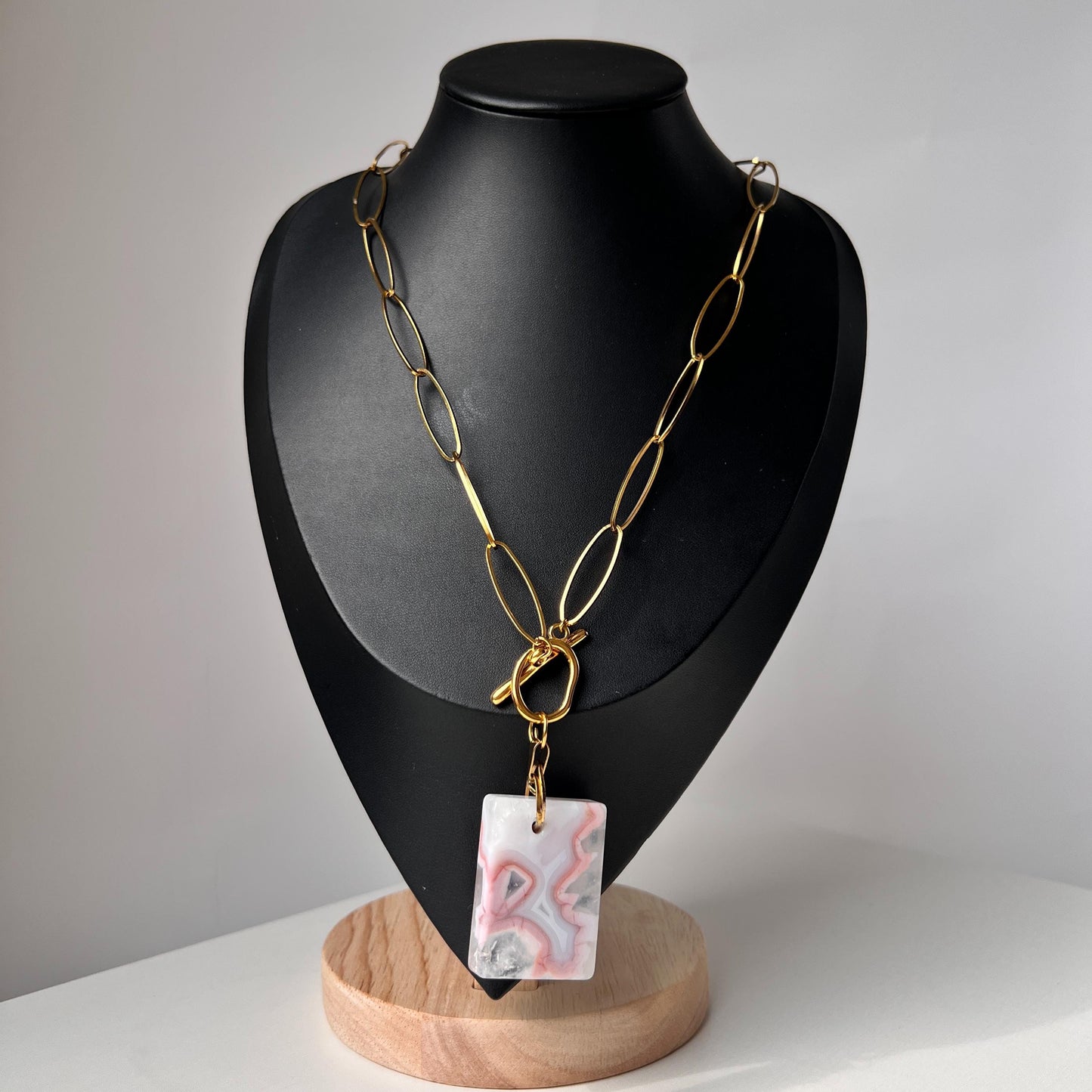 Raw Agate Pendant Necklace|Irregular Natural Stone|Vintage Chain Style|Handmade Spiritual Healing Jewelry|Energy & Protection Gift