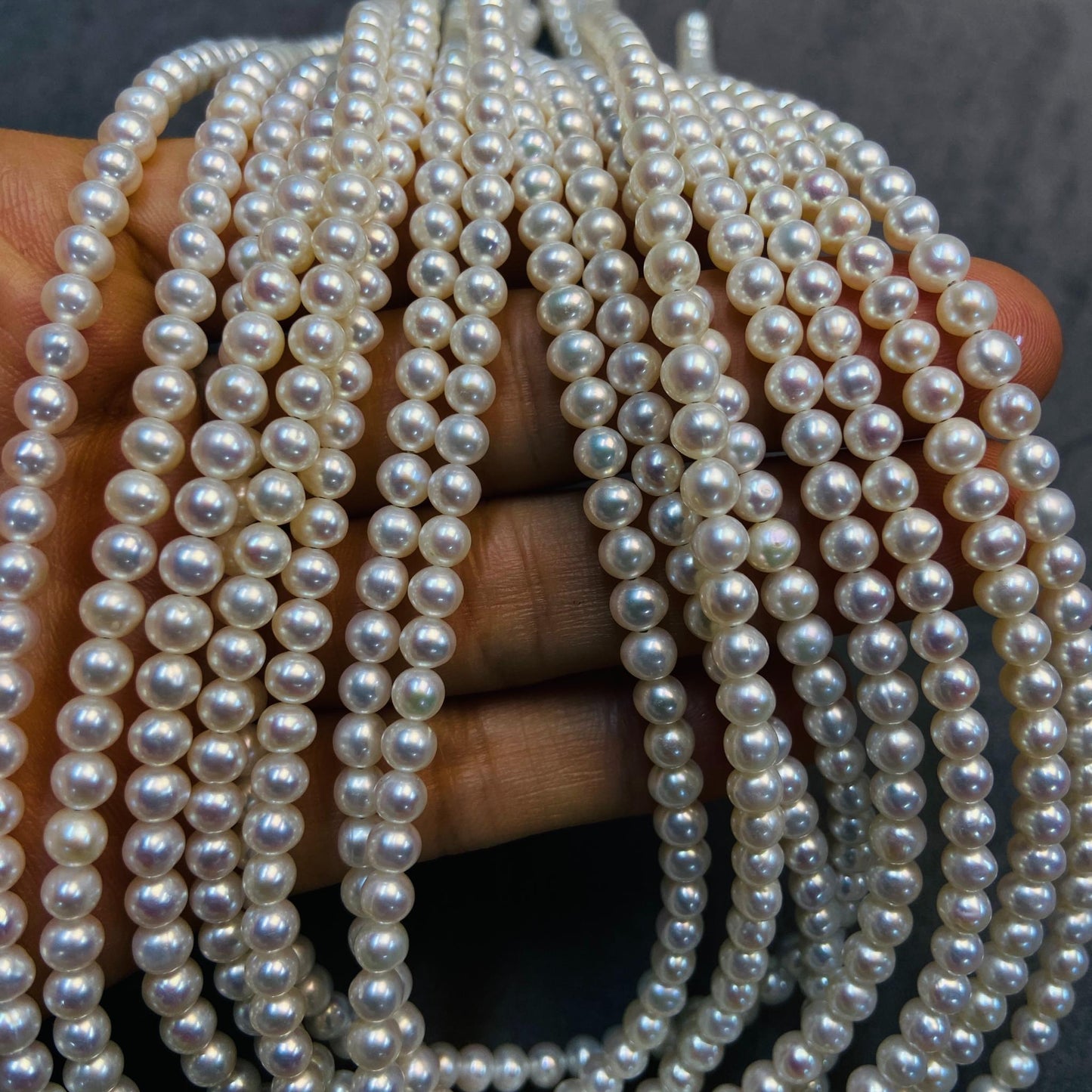 Natural Small Round Freshwater Loose Pearls|4.5 mm · 40 cm · 11 g|Smooth & Classic DIY Bracelet & Necklace Beading Material|Simple & Elegant
