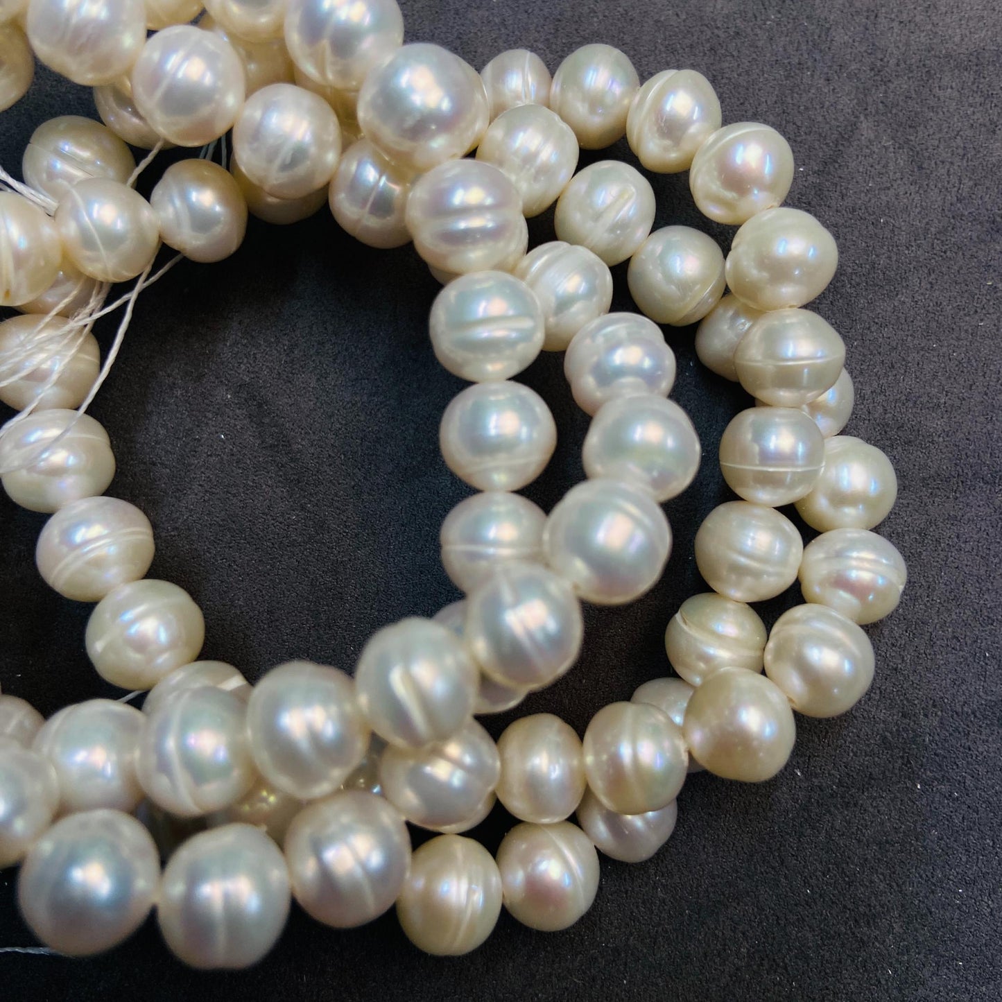 Natürliche große ovale Süßwasserperlen | 10×7 mm · 40 cm · 52 g | Volles und glattes DIY-Armband-Halskettenzubehör | Luxusperle