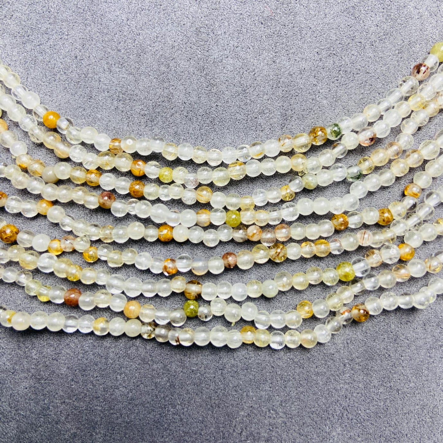 Natural Inclusion Quartz Loose Beads · 10 Strands 50 cm (3 mm, 6 g) · Unique Mineral Inclusions · DIY Bracelet & Necklace Making Supplies