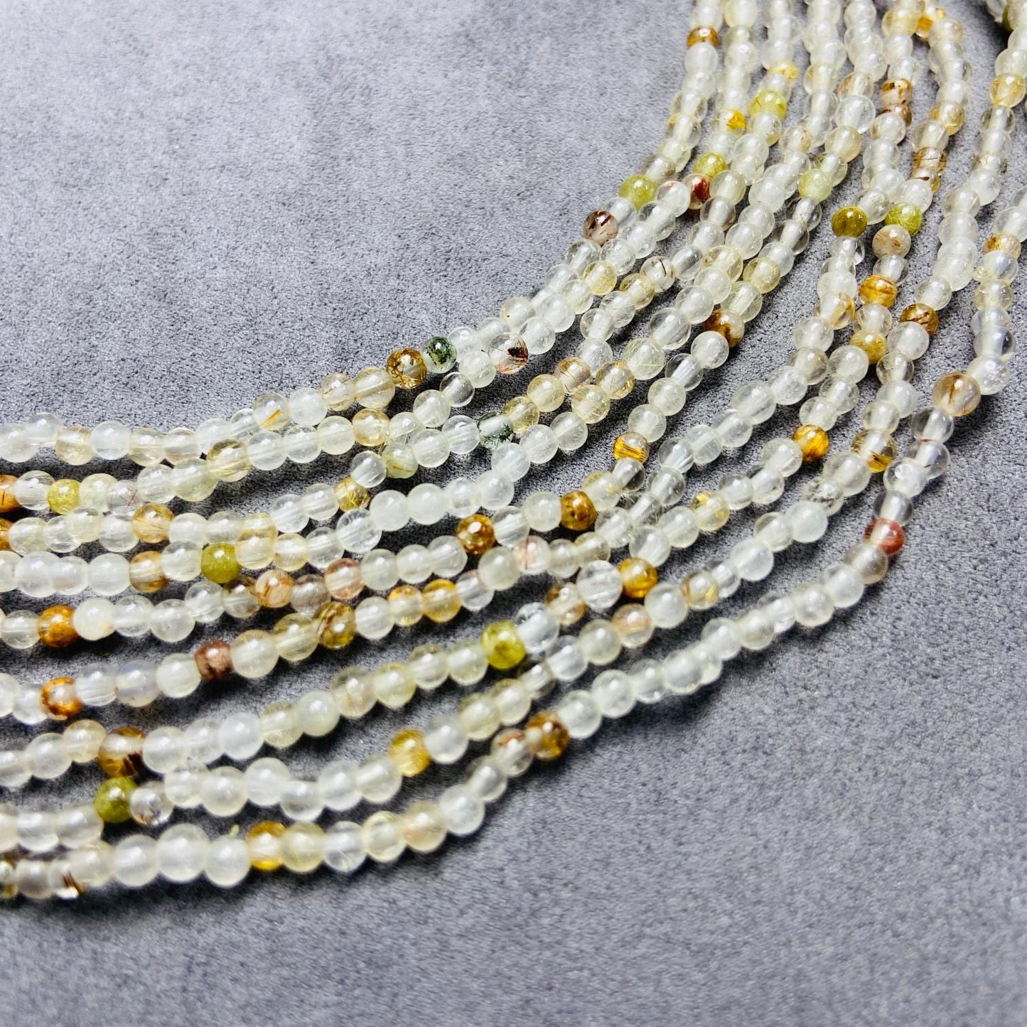 Natural Inclusion Quartz Loose Beads · 10 Strands 50 cm (3 mm, 6 g) · Unique Mineral Inclusions · DIY Bracelet & Necklace Making Supplies