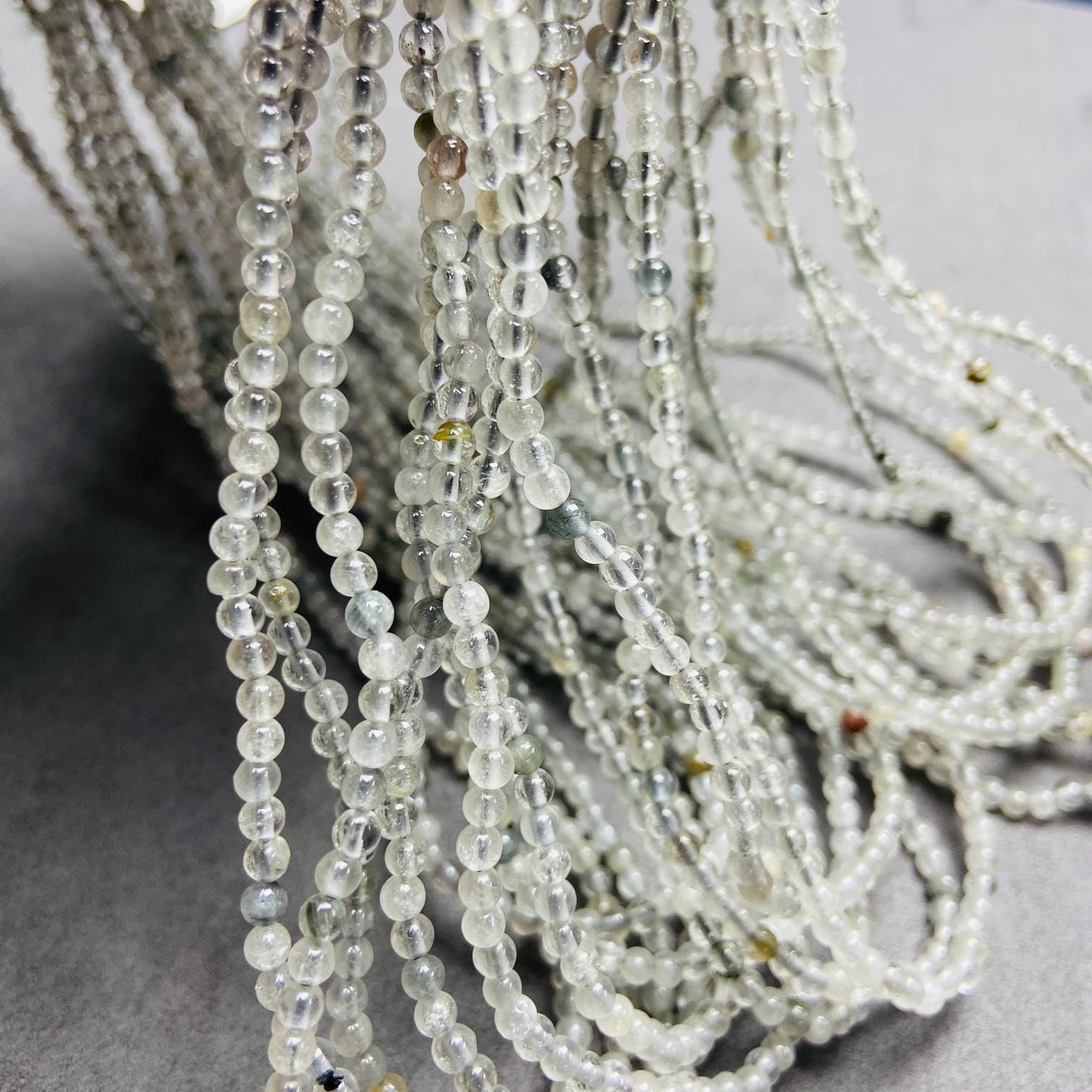 Natural Inclusion Quartz Loose Beads|3.5 mm · 54 cm · 9 g|DIY Bracelet & Necklace Beading Material|Unique Mineral Color Inclusions