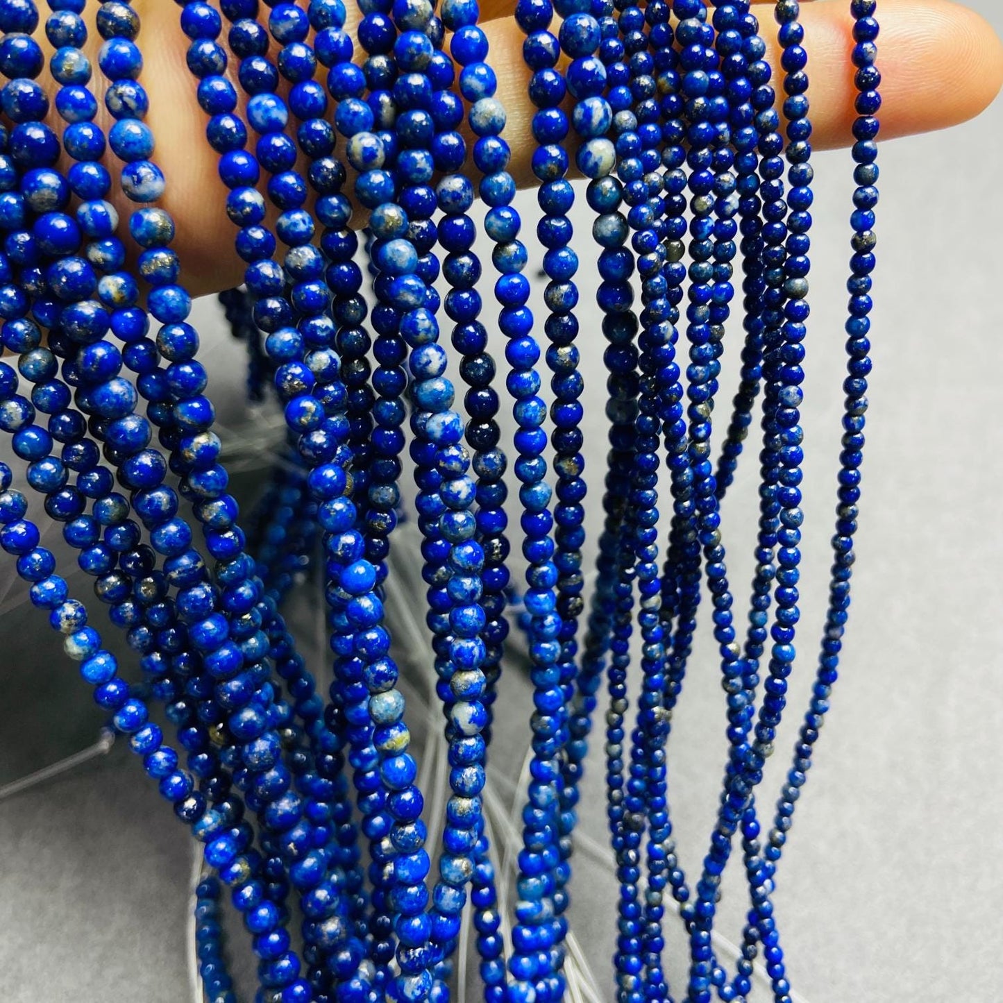 Natural Lapis Lazuli Loose Beads | 2×2 mm (40 cm·3 g) & 4×4 mm (39.5 cm·9 g) | Deep Blue with Gold Flecks | DIY Bracelet & Necklace Supplies