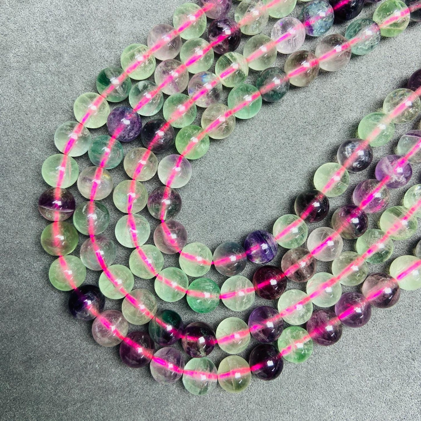 Natural Faceted Fluorite Beads Loose | 7.5×7.5 mm · 40 cm · 38 g | DIY Bracelet & Necklace Jewelry Making | Purple-Green Gradient