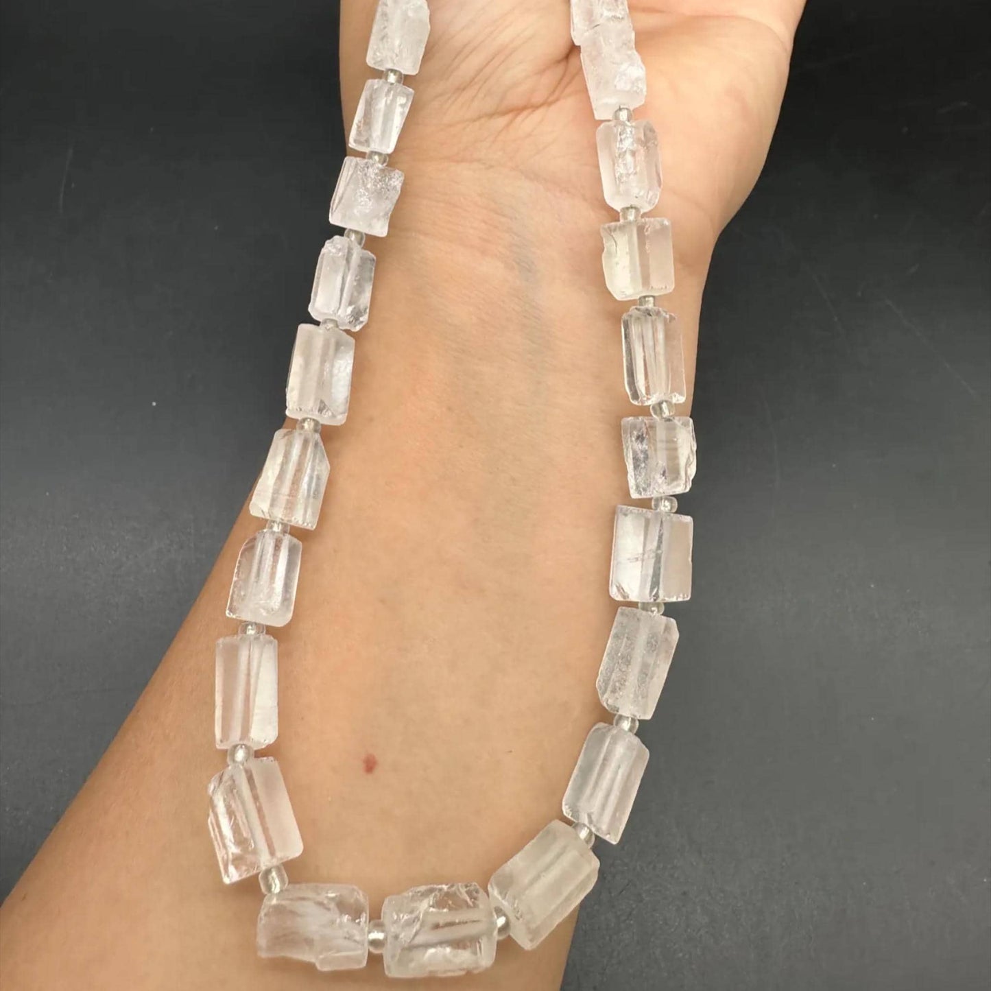 Natural Clear Quartz Tube Beads 7×11 mm · 38 cm Strand · Raw Crystal Beads for DIY Jewelry, Energy Healing & Home Décor