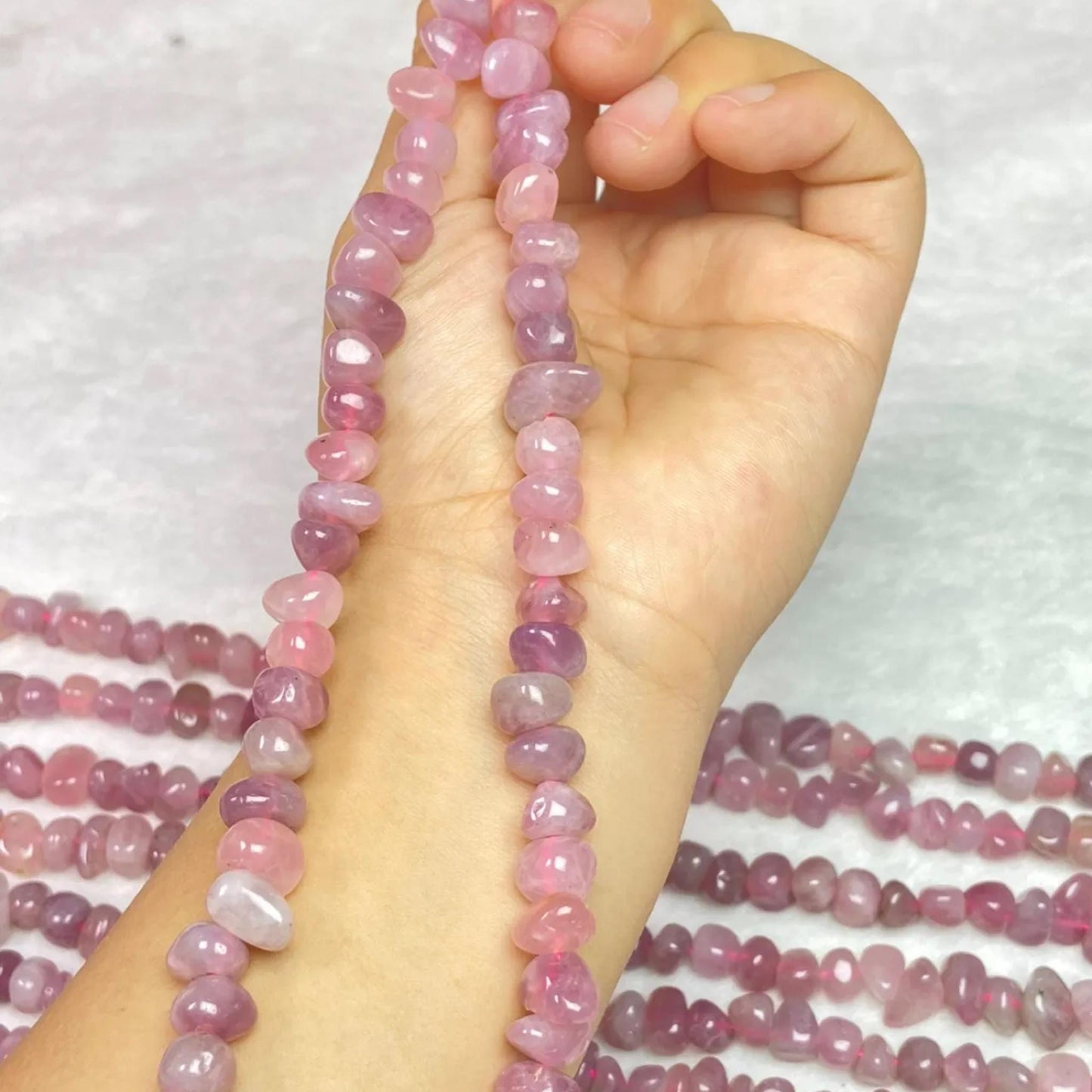 Natural Rose Quartz Chip Beads 9–10mm · 38cm Strand Pre-Drilled | DIY Jewelry Making · Healing Crystal Energy · Home Décor & Gift Idea