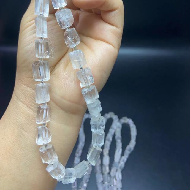 Natural Clear Quartz Cylinder Beads – Irregular Tube Gemstone Beads 8×12mm, 38cm Pre-Drilled Strand, for DIY Jewelry & Energy Healing