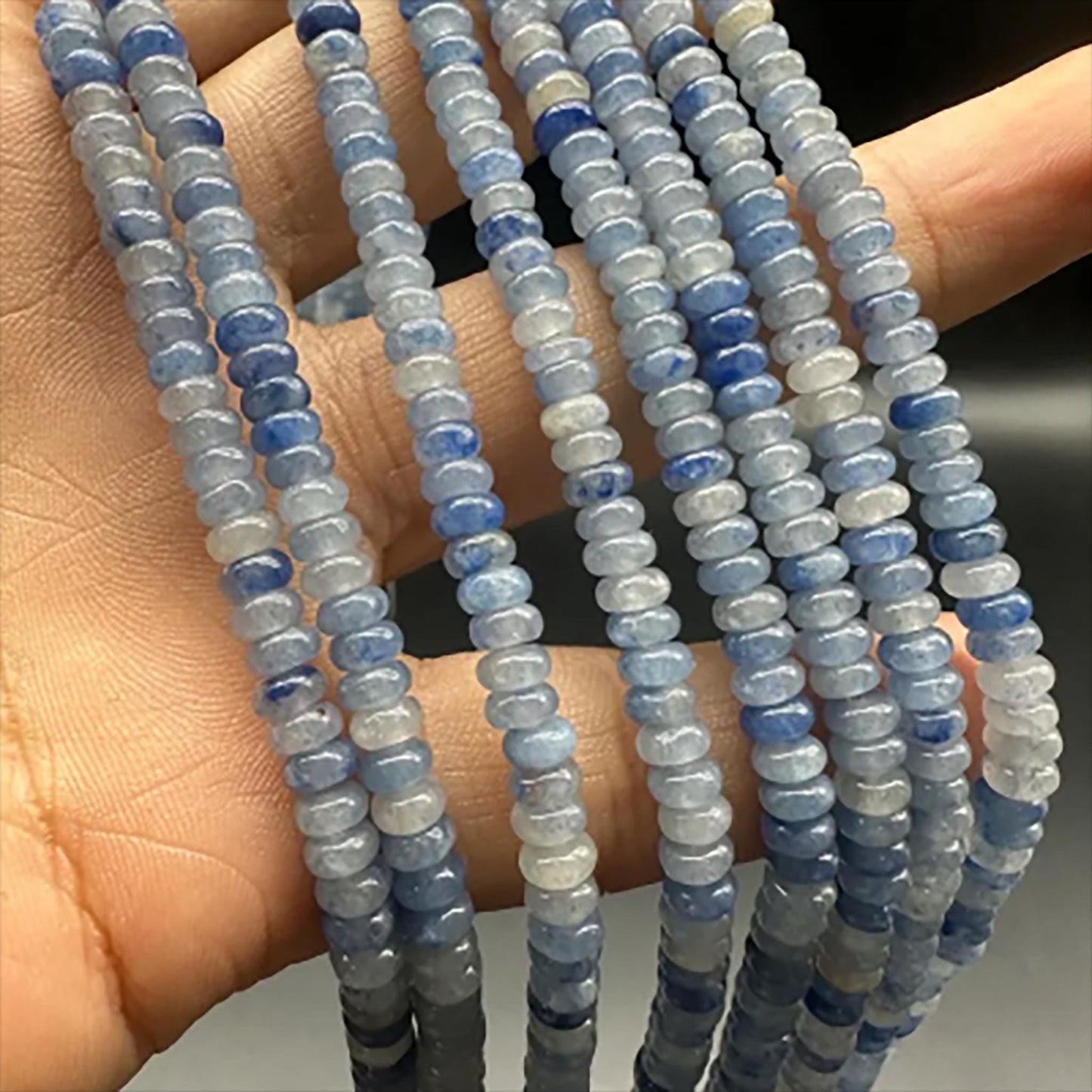 Transparente blau gebänderte Achat-Abstandshalterperlen 4×2mm | 38cm Strang vorgebohrt | DIY-Schmuckherstellung, Meditation & Wohndekor