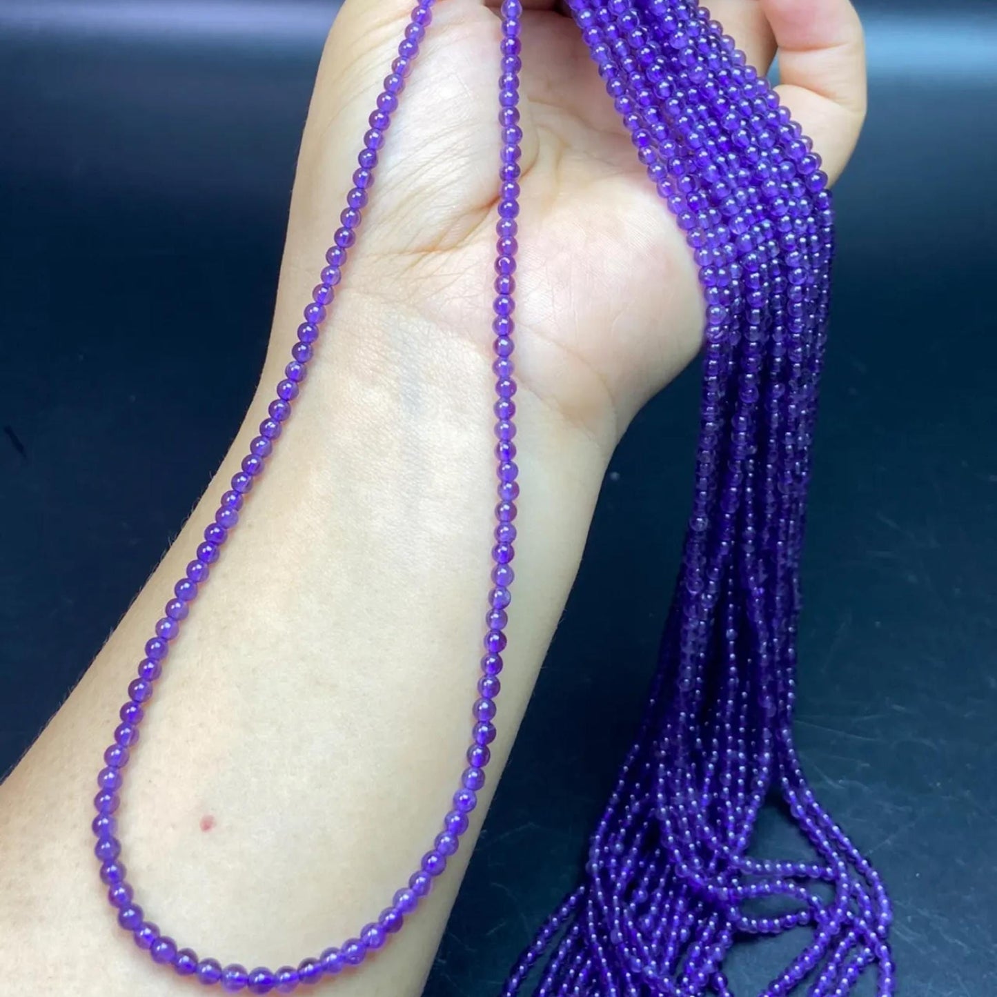 Natural Amethyst Round Beads 3 mm · 38 cm Pre-Drilled Strand | Lavender Violet · Energy Balance · DIY Bracelet & Necklace Making Supplies