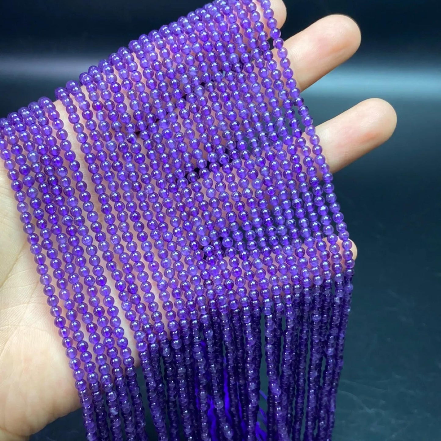 Natural Amethyst Round Beads 3 mm · 38 cm Pre-Drilled Strand | Lavender Violet · Energy Balance · DIY Bracelet & Necklace Making Supplies