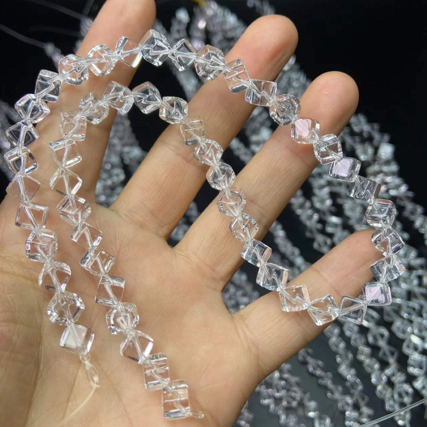 Natural Brazilian White Quartz Cube Beads · 6mm Diagonal Drilled | DIY Bracelet & Necklace Supplies | Boho Chakra Jewelry Making | Mindfulness Energy Crystal