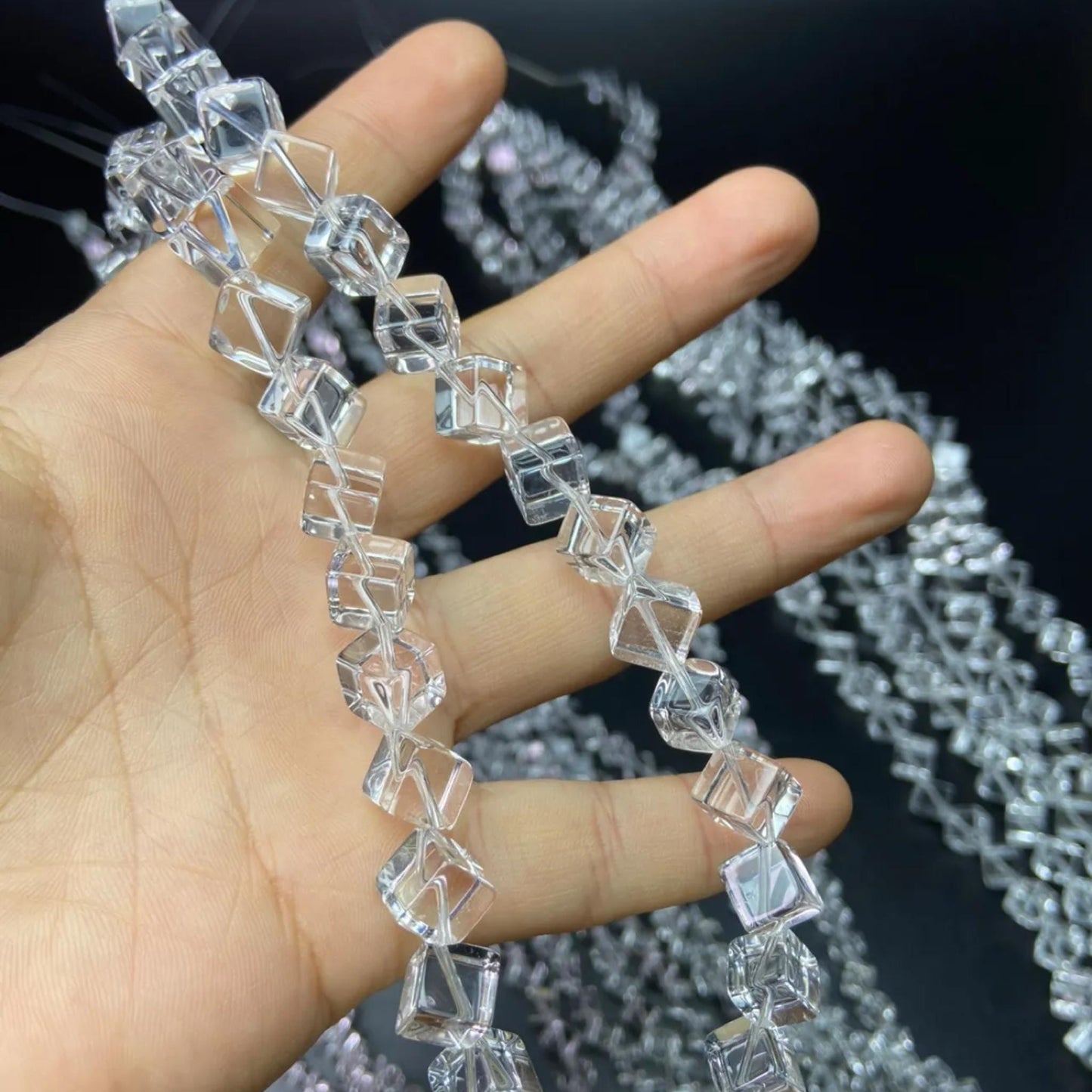Natural Brazilian White Quartz Cube Beads · 6mm Diagonal Drilled | DIY Bracelet & Necklace Supplies | Boho Chakra Jewelry Making | Mindfulness Energy Crystal
