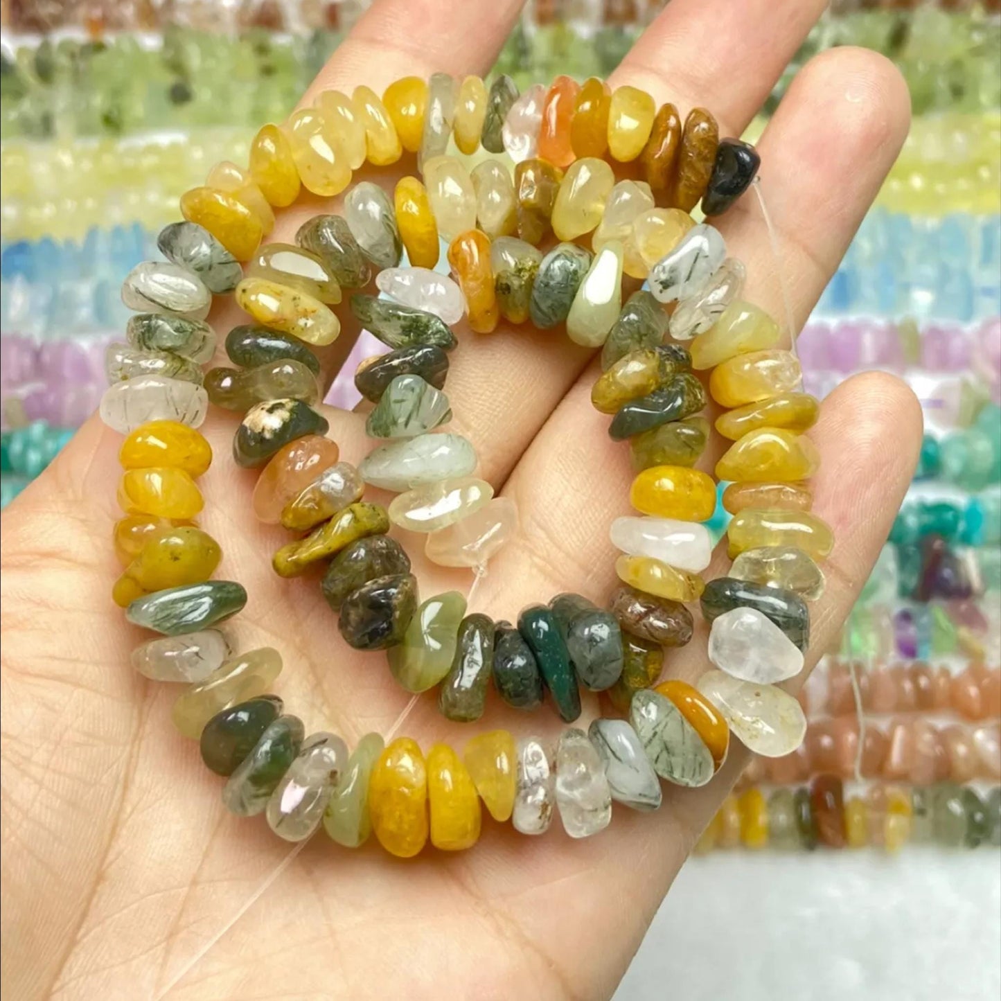 Natural Mixed Gemstone Chip Beads · 38cm Strand | Irregular Crystal Chips for DIY Bracelet & Necklace | Chakra Meditation Energy Beads | Boho Gift Idea