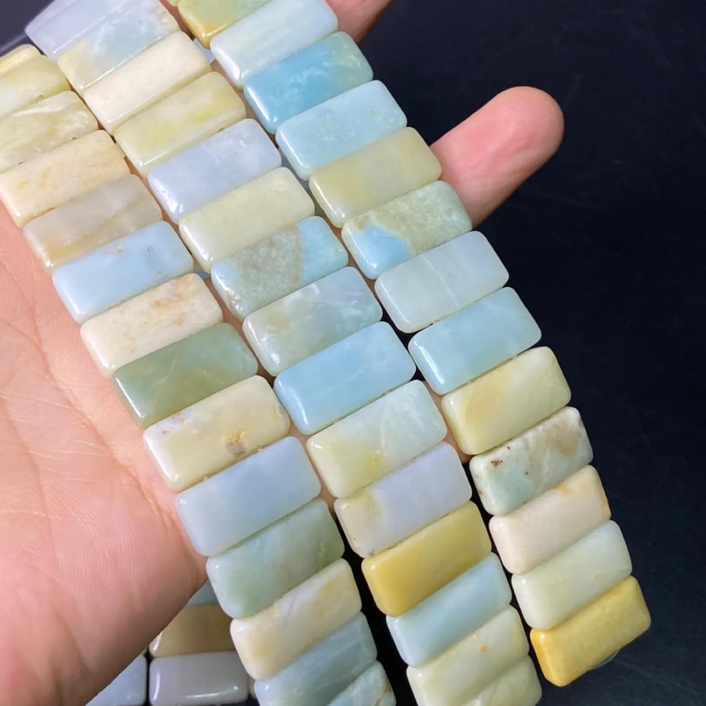 Natural Mozambique Amazonite Double‑Hole Rectangle Beads 20×10×5 mm Strand | DIY Bracelets, Necklaces & Healing Stone Crafts