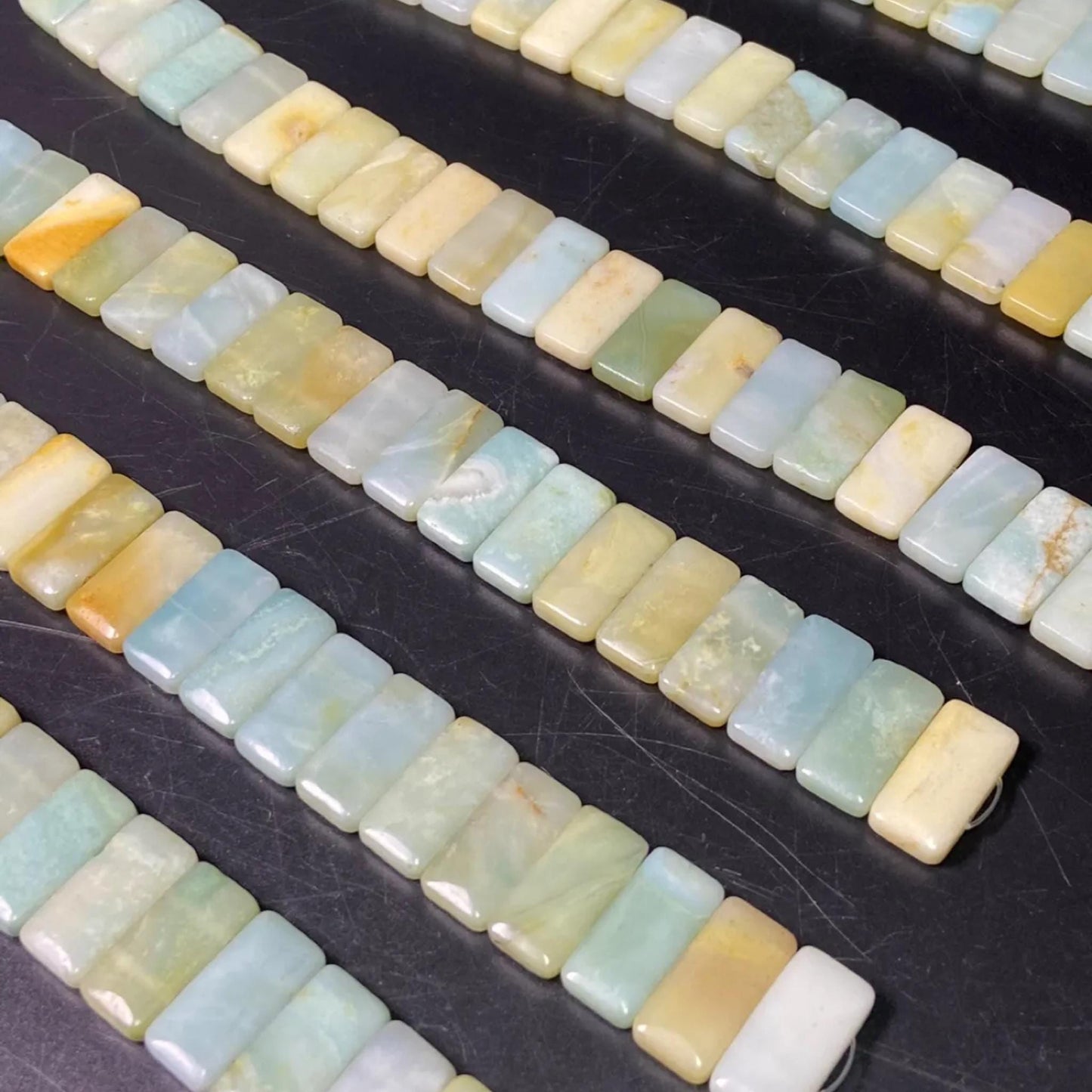 Natural Mozambique Amazonite Double‑Hole Rectangle Beads 20×10×5 mm Strand | DIY Bracelets, Necklaces & Healing Stone Crafts