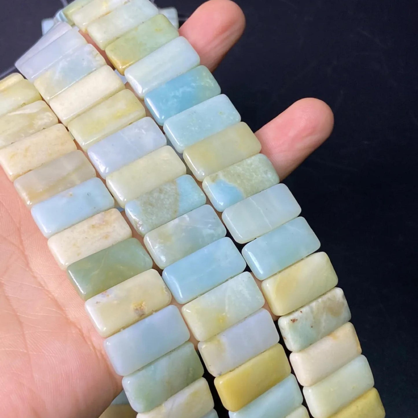 Natural Mozambique Amazonite Double‑Hole Rectangle Beads 20×10×5 mm Strand | DIY Bracelets, Necklaces & Healing Stone Crafts