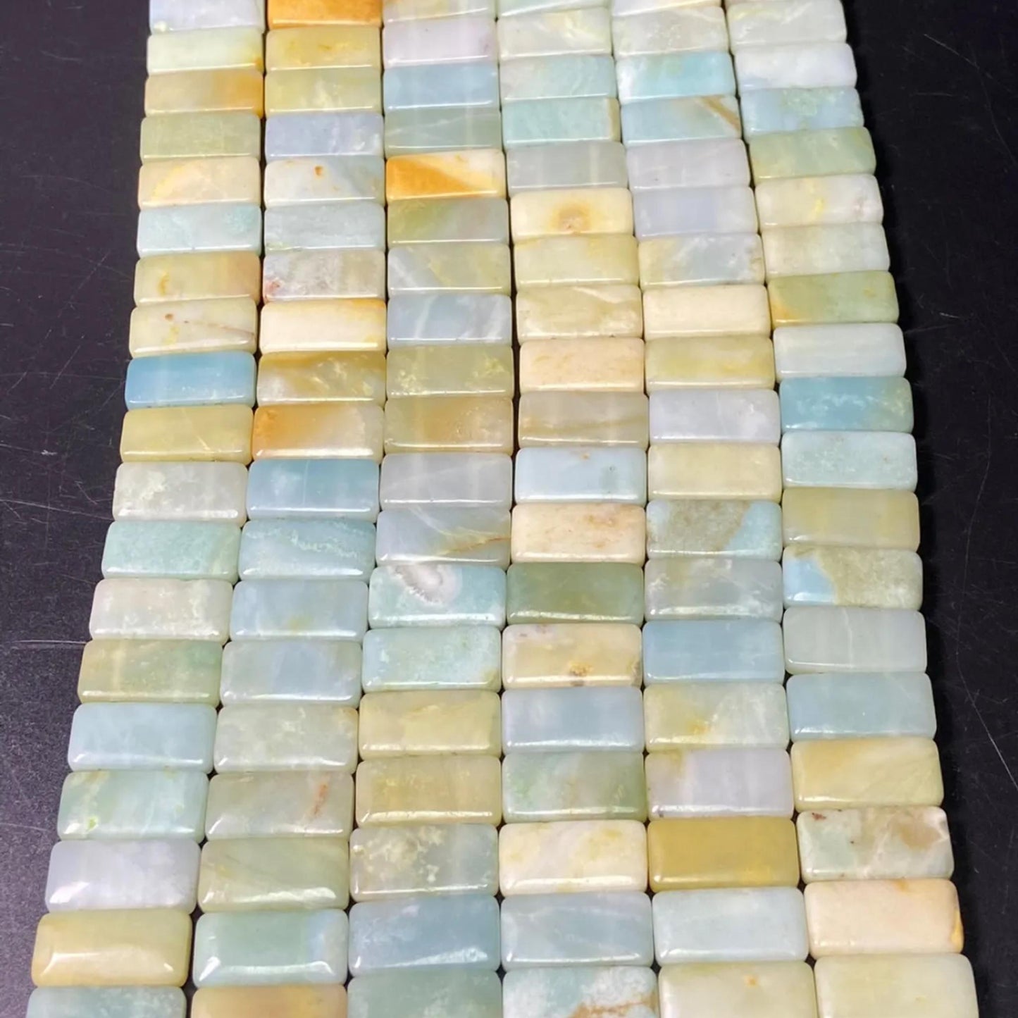 Natural Mozambique Amazonite Double‑Hole Rectangle Beads 20×10×5 mm Strand | DIY Bracelets, Necklaces & Healing Stone Crafts