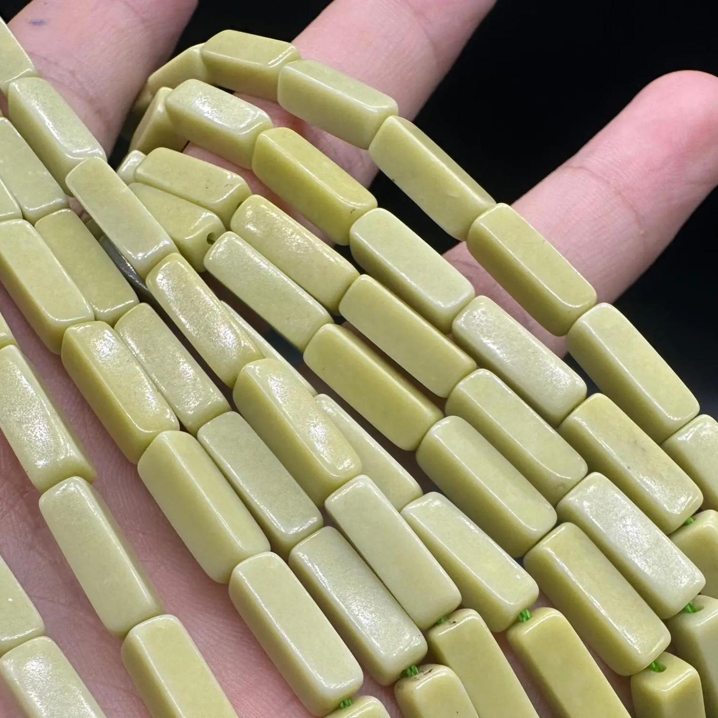 Natural Lemon Jade Tube Beads 4×13 mm · 38 cm Strand | Yellow Nephrite & Serpentine | DIY Bracelet, Necklace & Chakra Meditation Beads