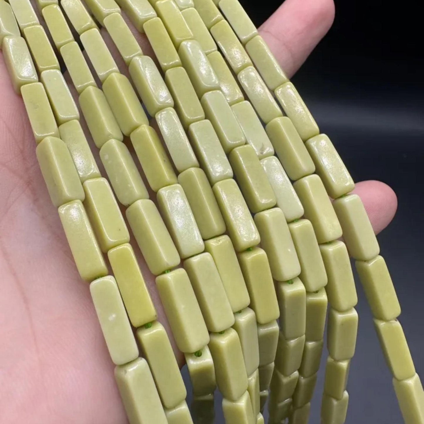 Natural Lemon Jade Tube Beads 4×13 mm · 38 cm Strand | Yellow Nephrite & Serpentine | DIY Bracelet, Necklace & Chakra Meditation Beads