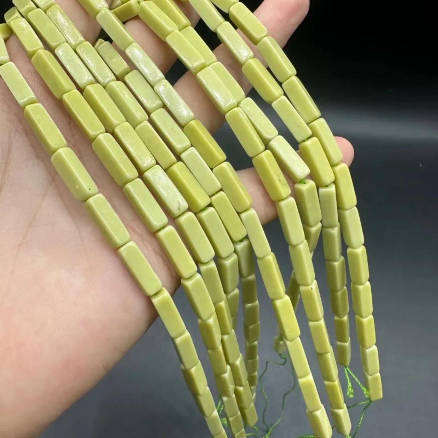 Natural Lemon Jade Tube Beads 4×13 mm · 38 cm Strand | Yellow Nephrite & Serpentine | DIY Bracelet, Necklace & Chakra Meditation Beads