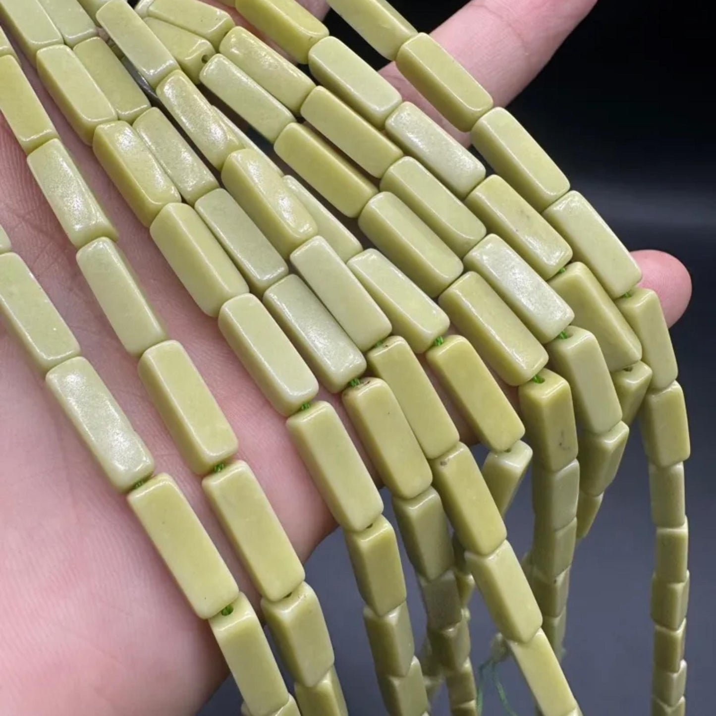 Natural Lemon Jade Tube Beads 4×13 mm · 38 cm Strand | Yellow Nephrite & Serpentine | DIY Bracelet, Necklace & Chakra Meditation Beads