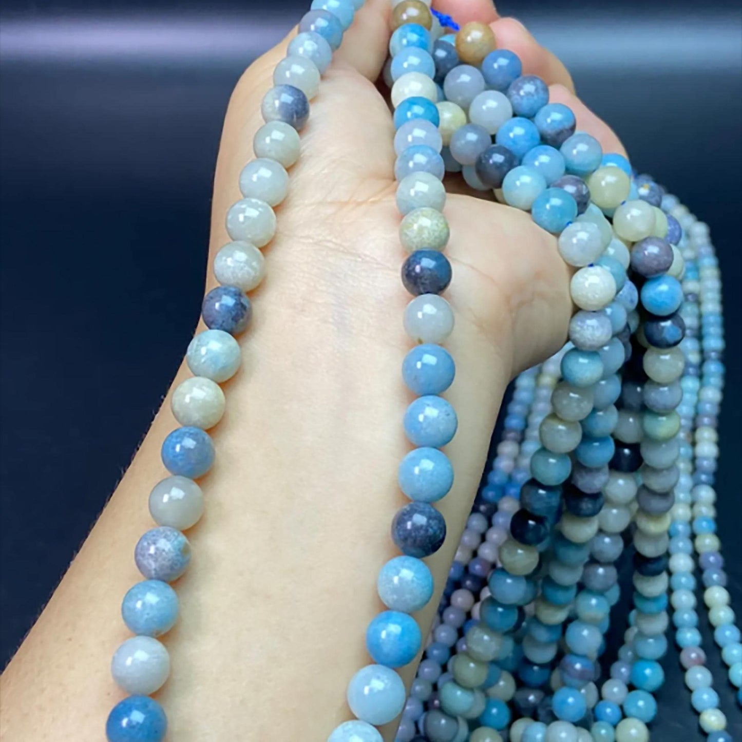 Natural Hydroxylapatite Beads 6 mm Round · 38 cm Strand | Soft Blue-White | DIY Bracelet & Necklace Making | Meditation Chakra Healing Crystals