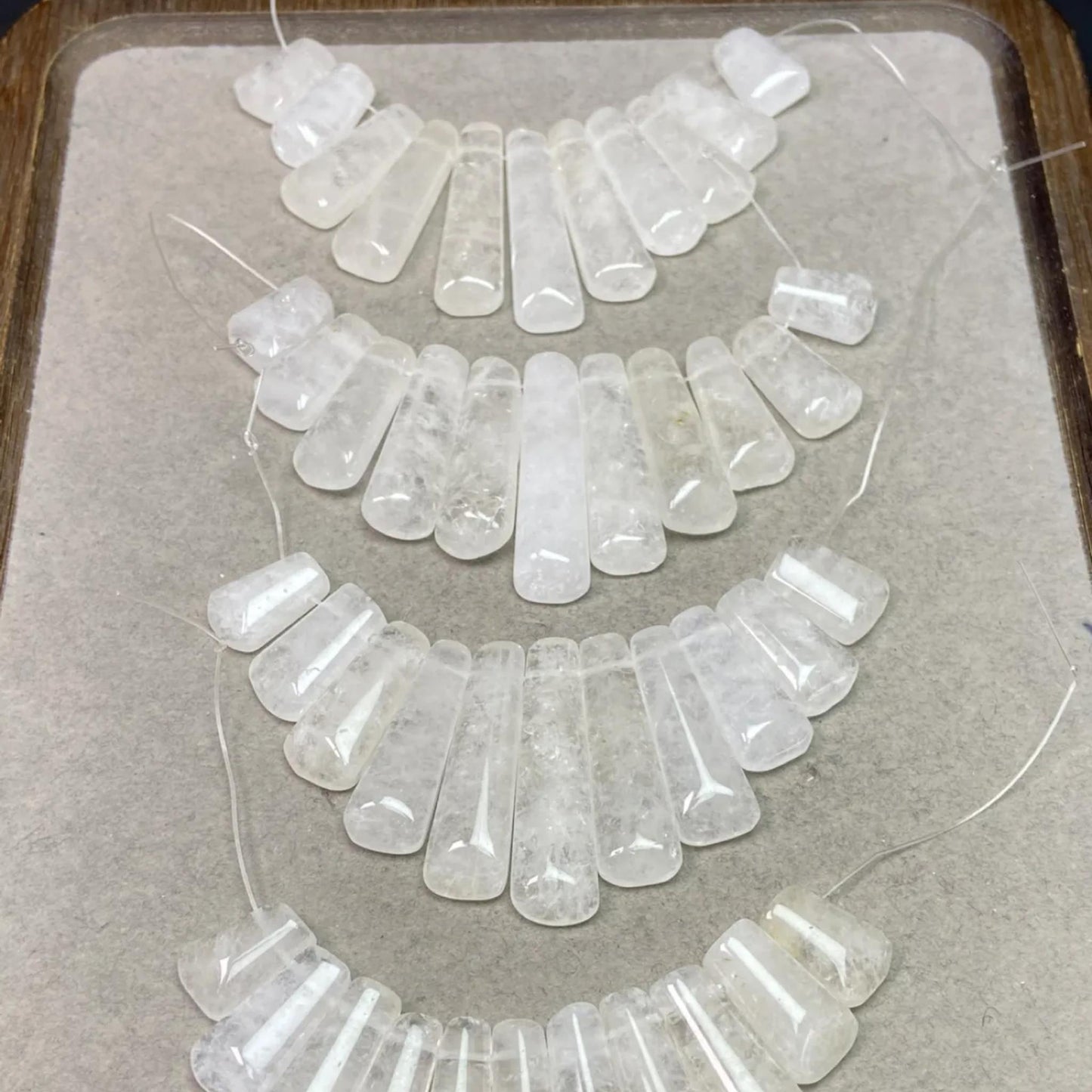 Natural White Quartz Fan Pendants 11pcs Set · 8×6mm Faceted Clear Beads | Sparkling DIY Necklace, Earring & Chakra Energy Charms