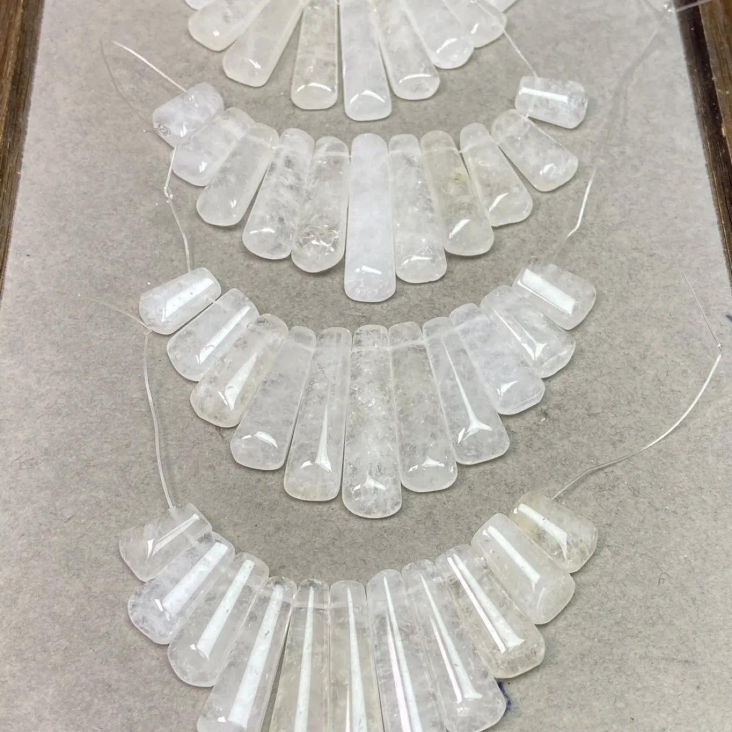 Natural White Quartz Fan Pendants 11pcs Set · 8×6mm Faceted Clear Beads | Sparkling DIY Necklace, Earring & Chakra Energy Charms
