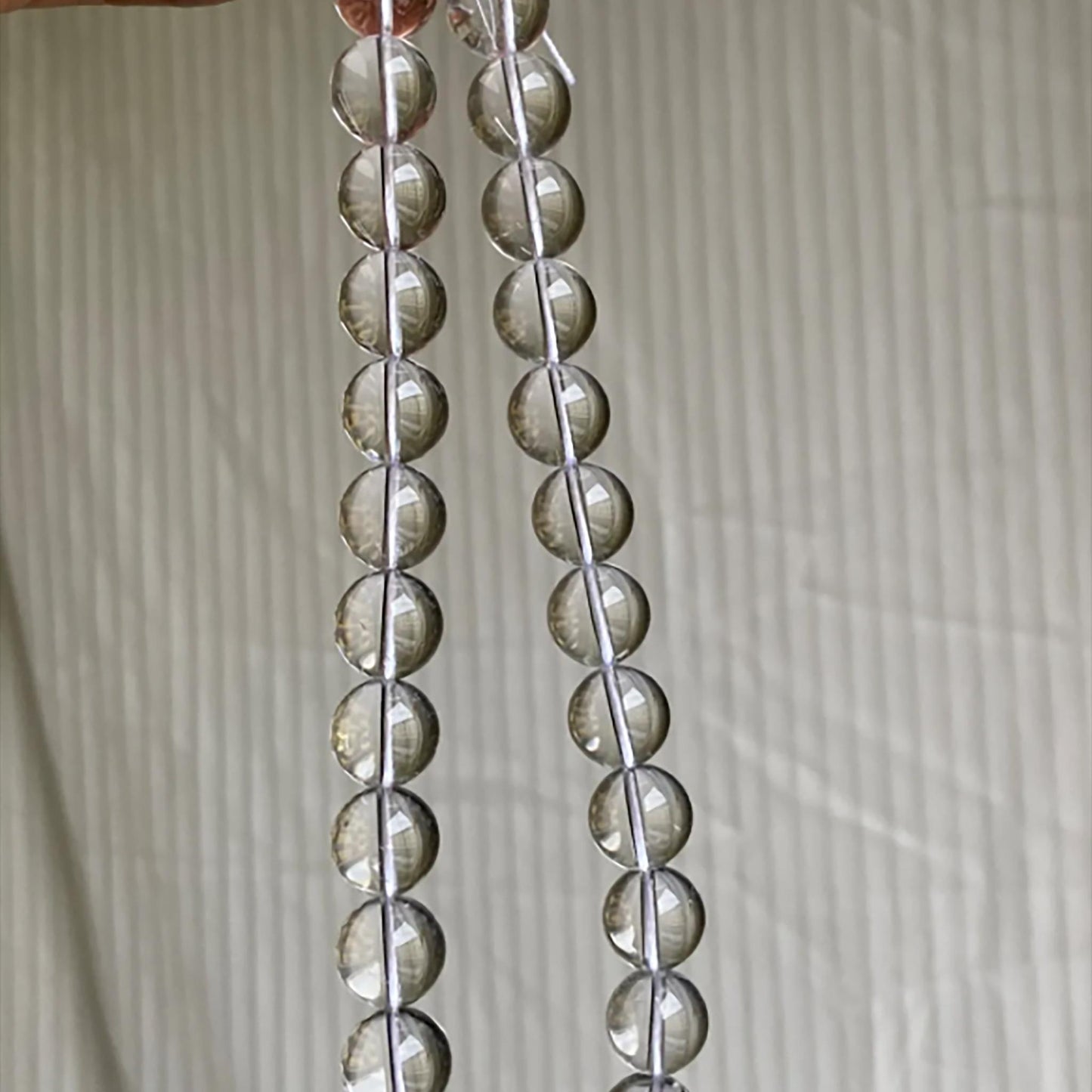 Natürliche brasilianische alte Mine, weiße Quarzperlen, rund, 14 mm · 38 cm Strang | Mikrobaumwolleinschlüsse | DIY-Armband, Halskette & Meditations-Chakra-Perlen