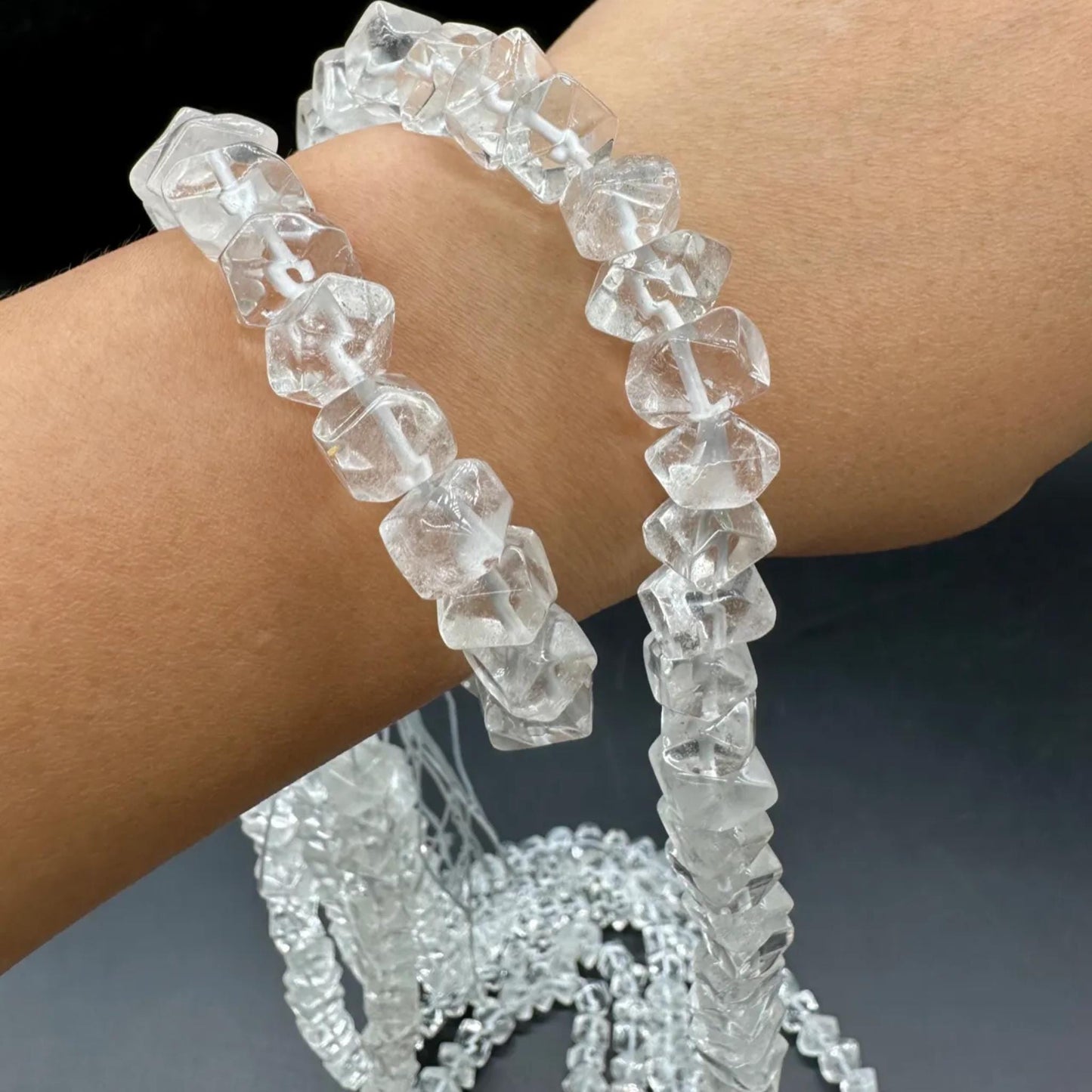 Natural Clear Quartz Octagon Abacus Beads 10×6 mm · 38 cm Strand | Sparkling Faceted Gemstone · DIY Bracelet, Necklace, Earrings & Gift Ideas