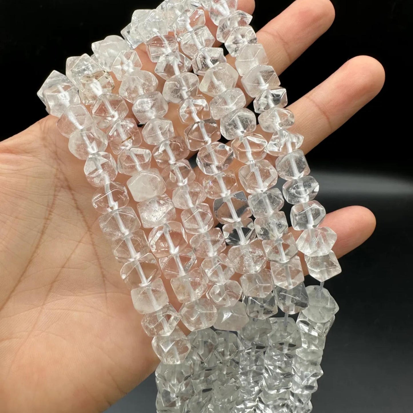 Natural Clear Quartz Octagon Abacus Beads 10×6 mm · 38 cm Strand | Sparkling Faceted Gemstone · DIY Bracelet, Necklace, Earrings & Gift Ideas