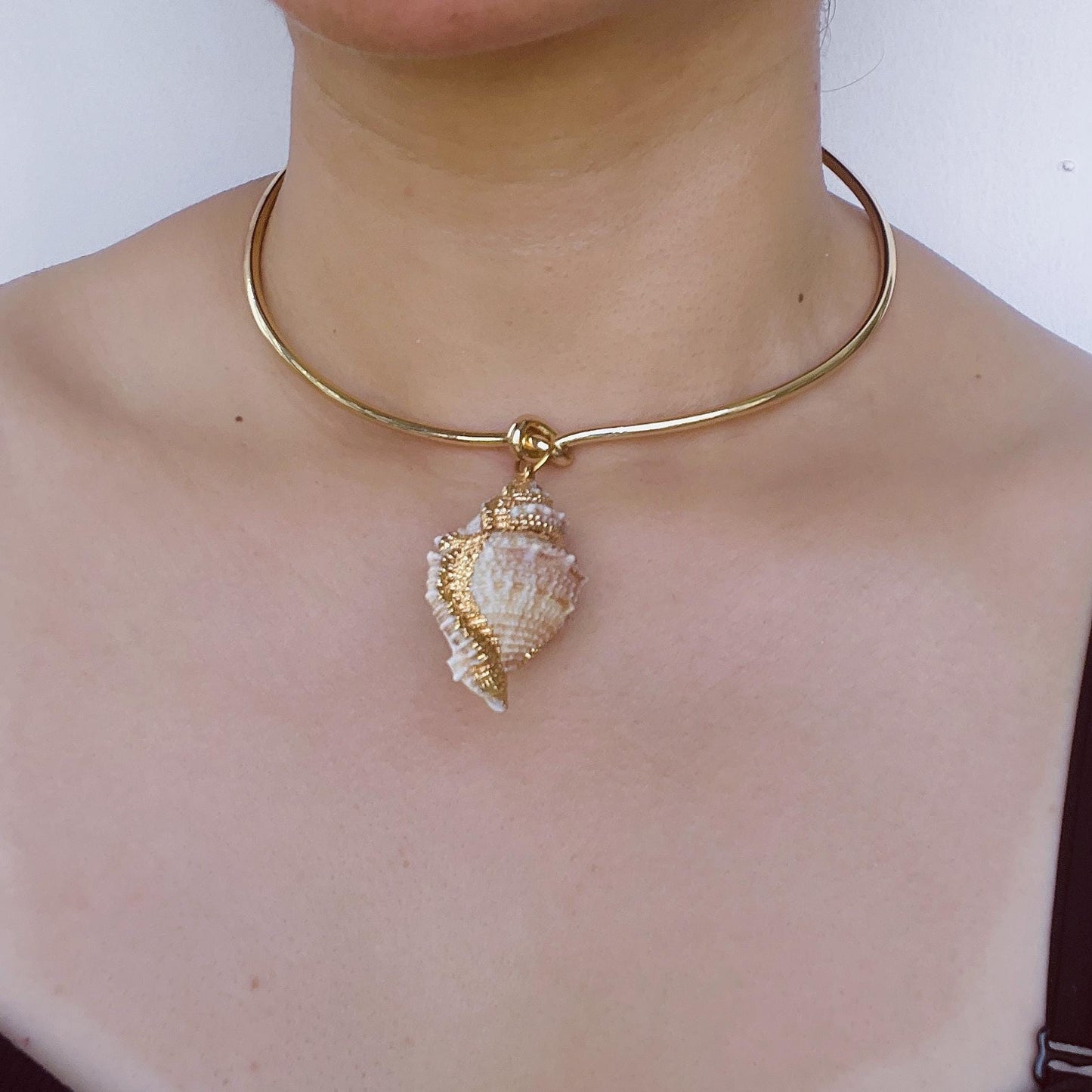 Choker Necklace with Natural Shell Pendant|Vintage Wire Design|Boho Summer Jewelry|Handmade Ocean-Inspired Gift