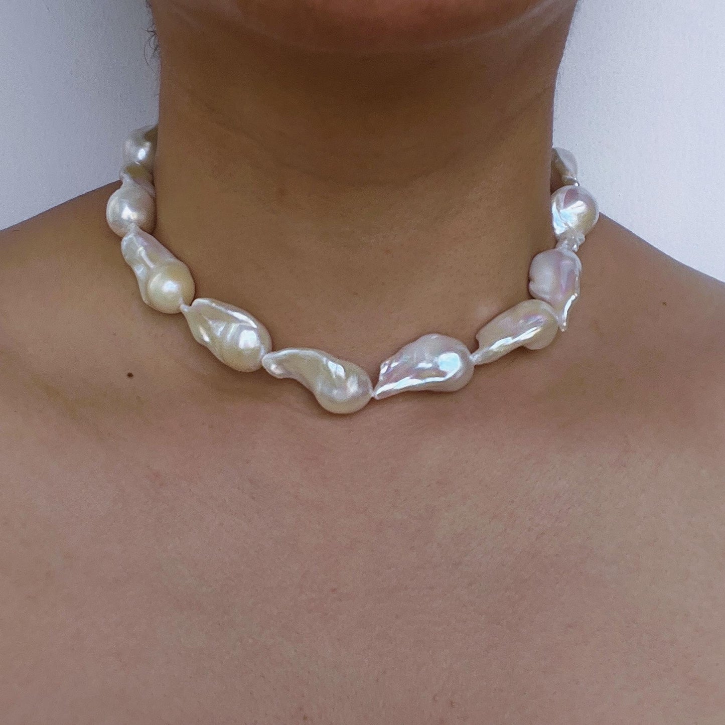Large Baroque Pearl Necklace|Handmade Irregular Pearl Jewelry|Natural Ocean Style|Unique Gift for Women