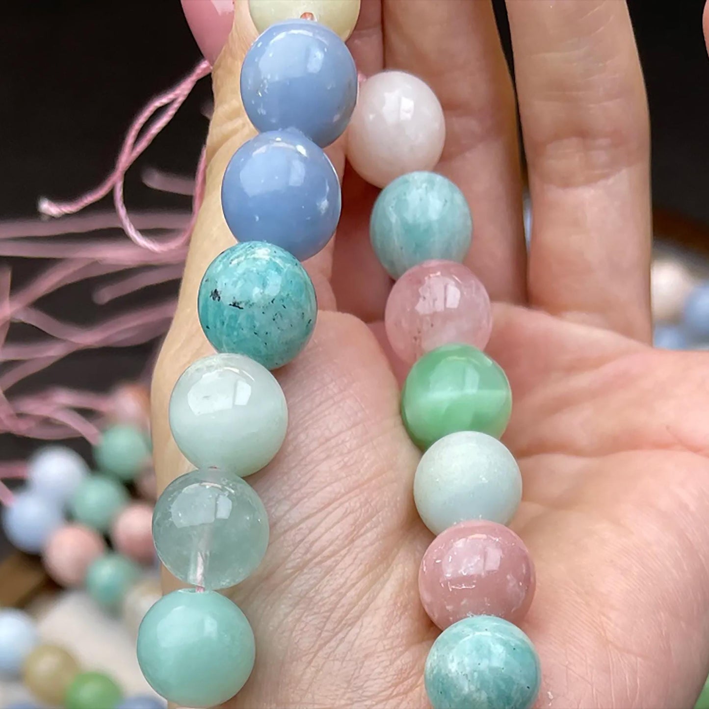 Vintage Pastell Multi-Edelstein 12mm Runde Perlen · 38cm Strang | Handpolierte Natursteine für DIY Armbänder, Halsketten & Ohrringe