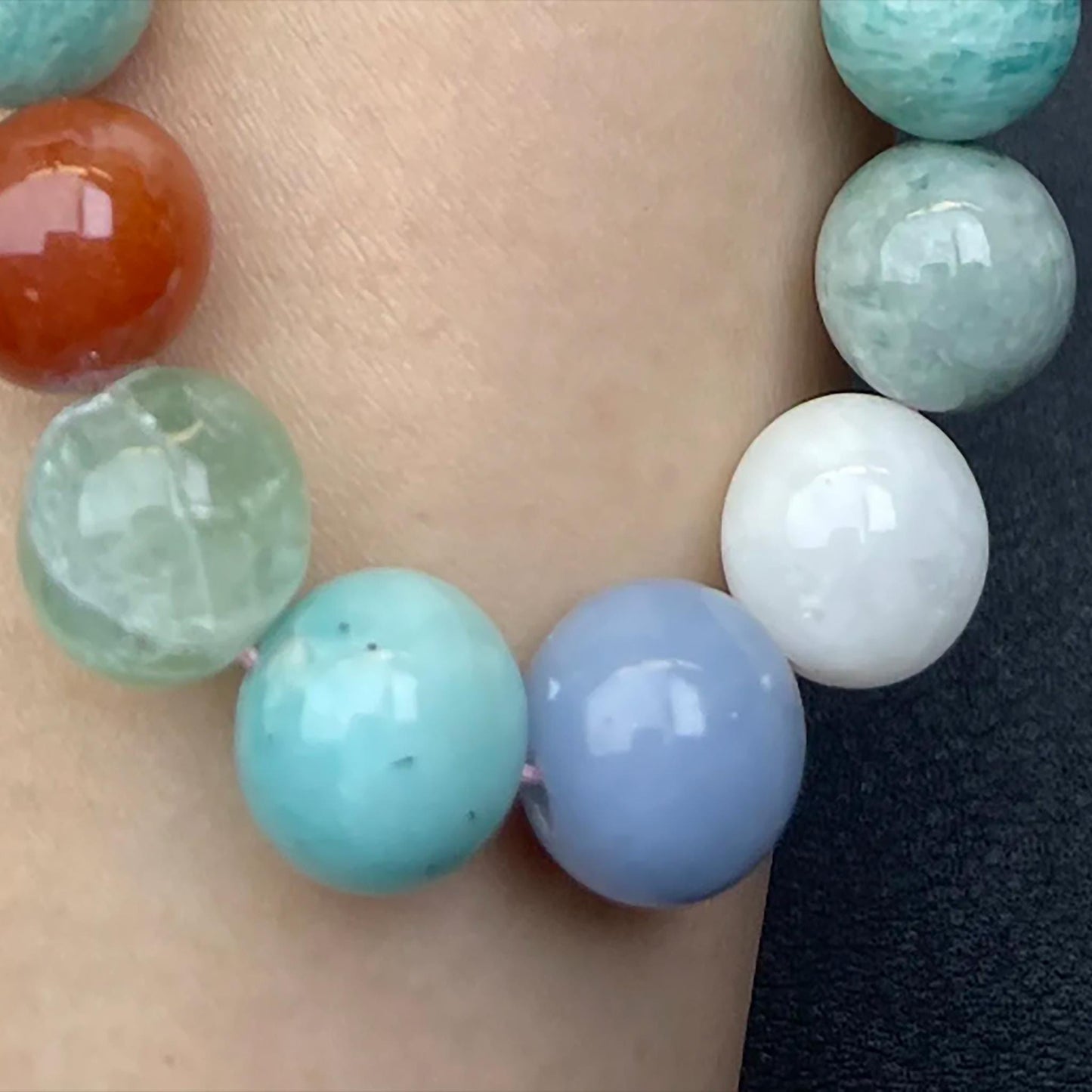 Vintage Pastell Multi-Edelstein 12mm Runde Perlen · 38cm Strang | Handpolierte Natursteine für DIY Armbänder, Halsketten & Ohrringe