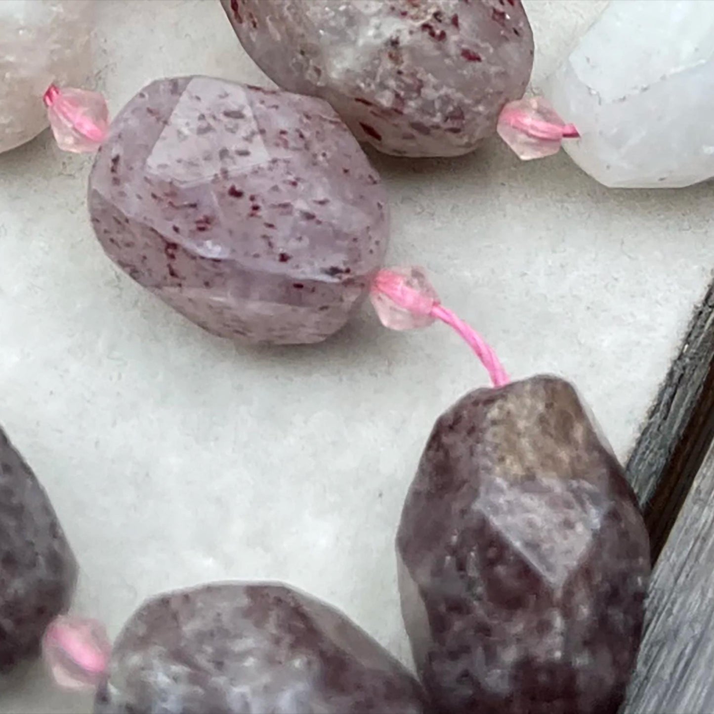Old Mine Strawberry Quartz Nugget Chips 15mm | Semi-Translucent Pink · Faceted Raw Quartz Beads · DIY Bracelets, Necklaces & Earrings