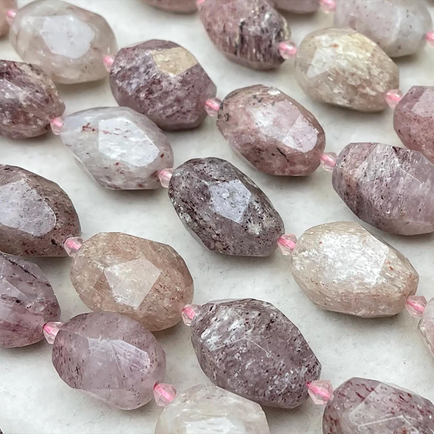 Old Mine Strawberry Quartz Nugget Chips 15mm | Semi-Translucent Pink · Faceted Raw Quartz Beads · DIY Bracelets, Necklaces & Earrings