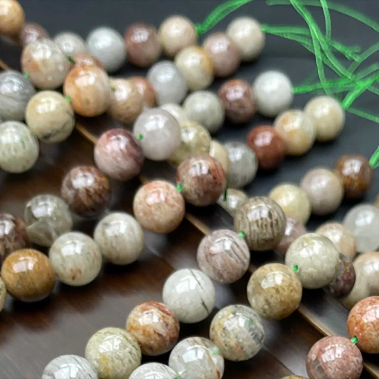 Natürlicher Phantomquarz (Gartenquarz) Runde Perlen 12mm | Geschichtete Einschlüsse · Halbdurchscheinend · DIY-Schmuckherstellung für Armbänder, Halsketten & Ohrringe