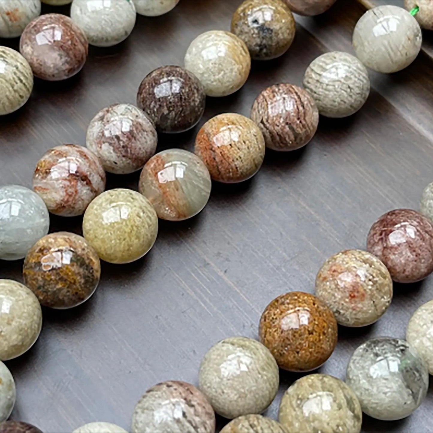 Natürlicher Phantomquarz (Gartenquarz) Runde Perlen 12mm | Geschichtete Einschlüsse · Halbdurchscheinend · DIY-Schmuckherstellung für Armbänder, Halsketten & Ohrringe
