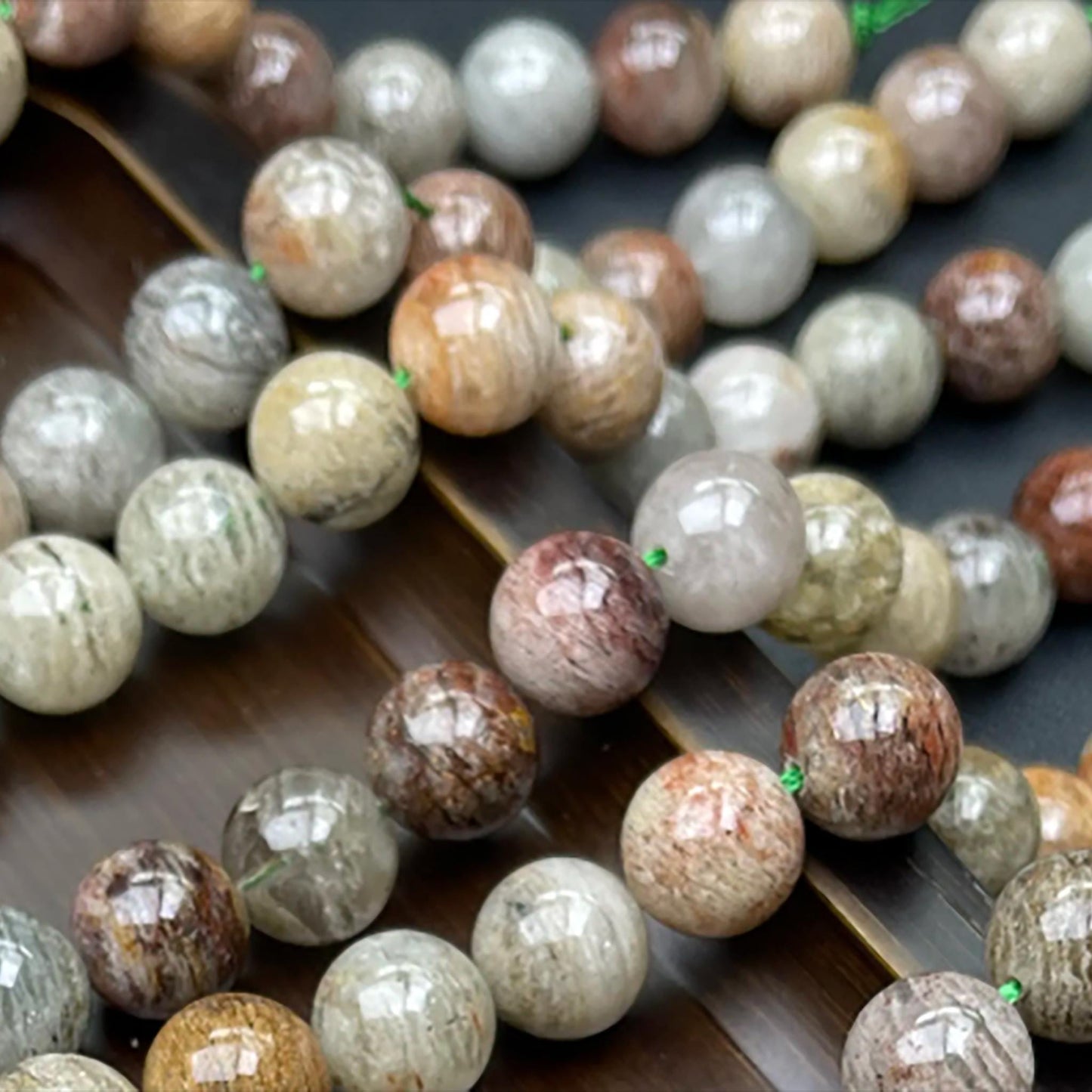 Natürlicher Phantomquarz (Gartenquarz) Runde Perlen 12mm | Geschichtete Einschlüsse · Halbdurchscheinend · DIY-Schmuckherstellung für Armbänder, Halsketten & Ohrringe