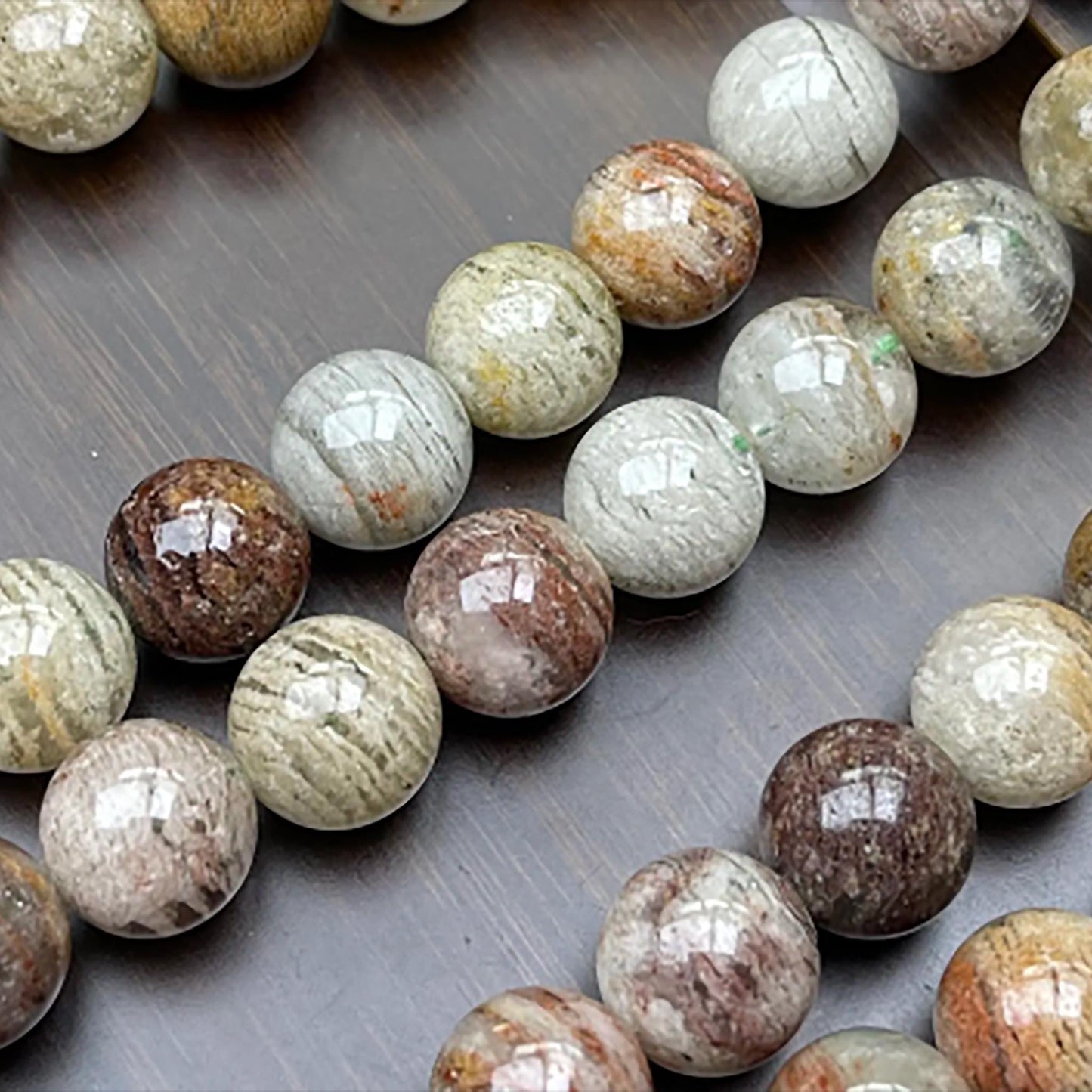 Natürlicher Phantomquarz (Gartenquarz) Runde Perlen 12mm | Geschichtete Einschlüsse · Halbdurchscheinend · DIY-Schmuckherstellung für Armbänder, Halsketten & Ohrringe