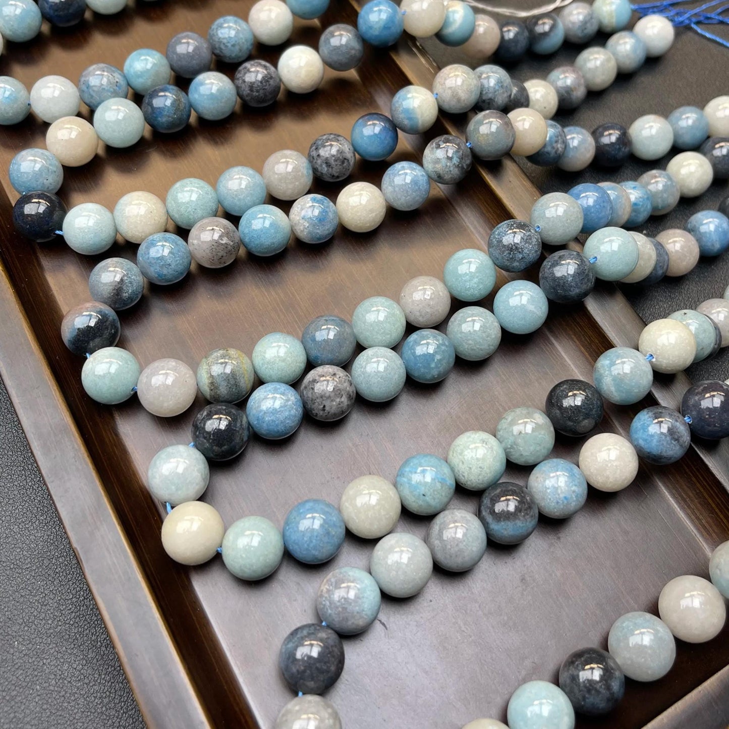 Natural Blue Apatite Round Beads 12mm · 38cm Strand · Medium Hole · Sea-Blue Gradient · DIY Bracelet Necklace Earring Jewelry