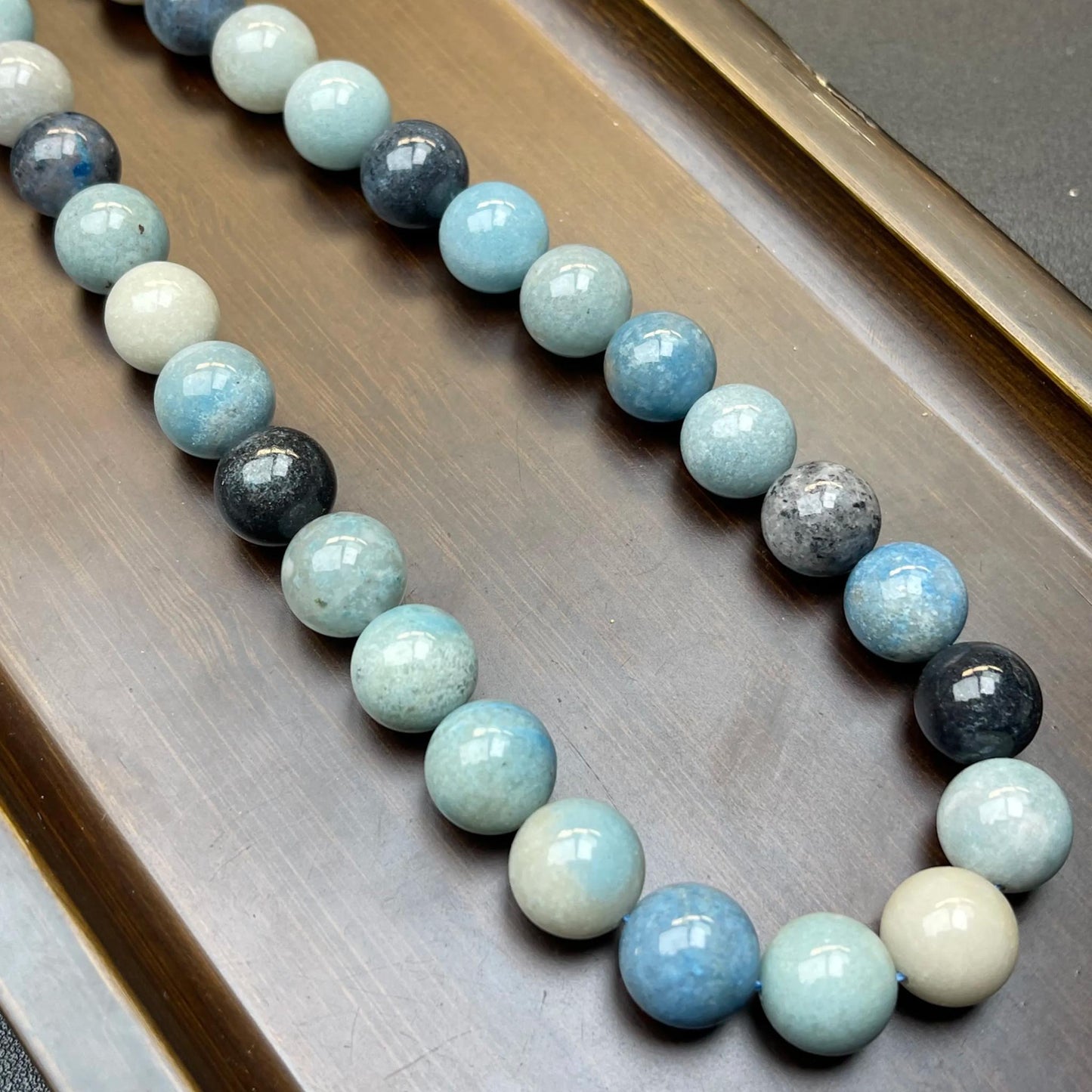 Natural Blue Apatite Round Beads 12mm · 38cm Strand · Medium Hole · Sea-Blue Gradient · DIY Bracelet Necklace Earring Jewelry