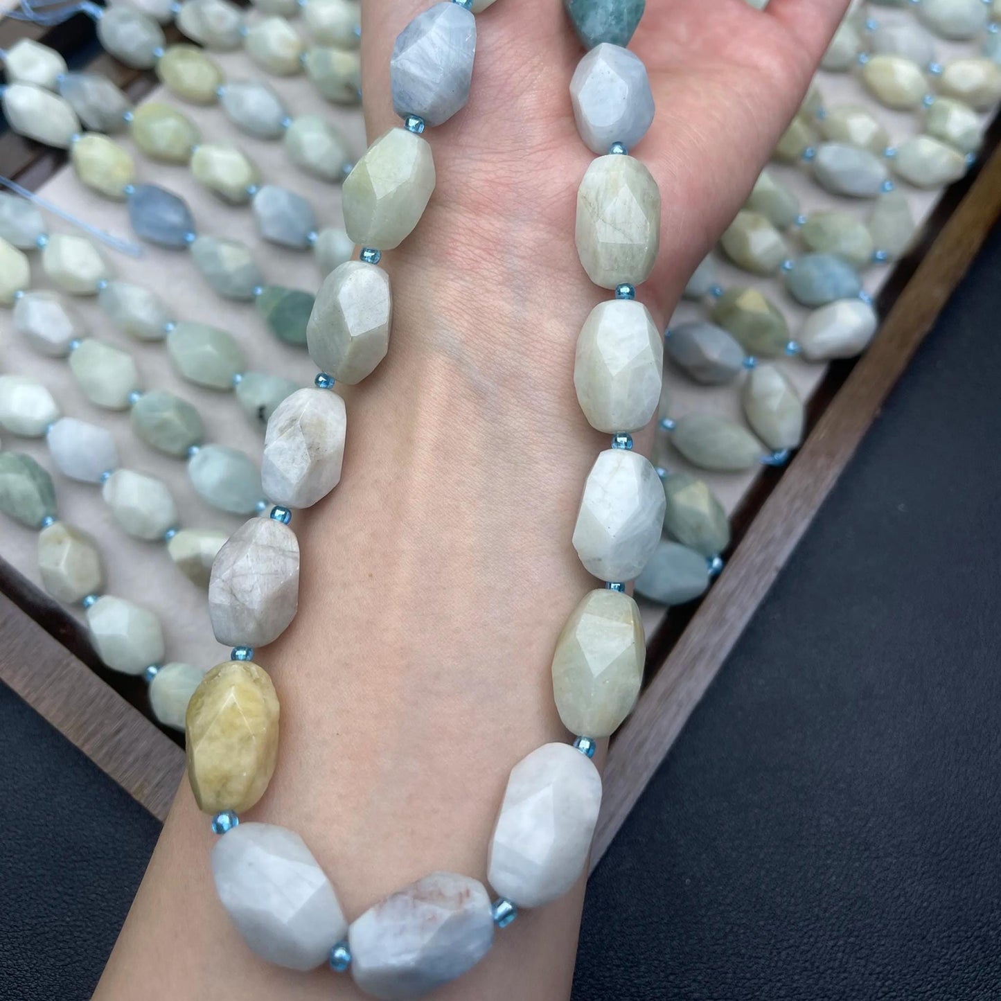 Vintage Aquamarine Irregular Faceted Chip Beads 11–12 mm | Medium Hole · Ocean Blue Tones · DIY Bracelets, Necklaces & Earrings